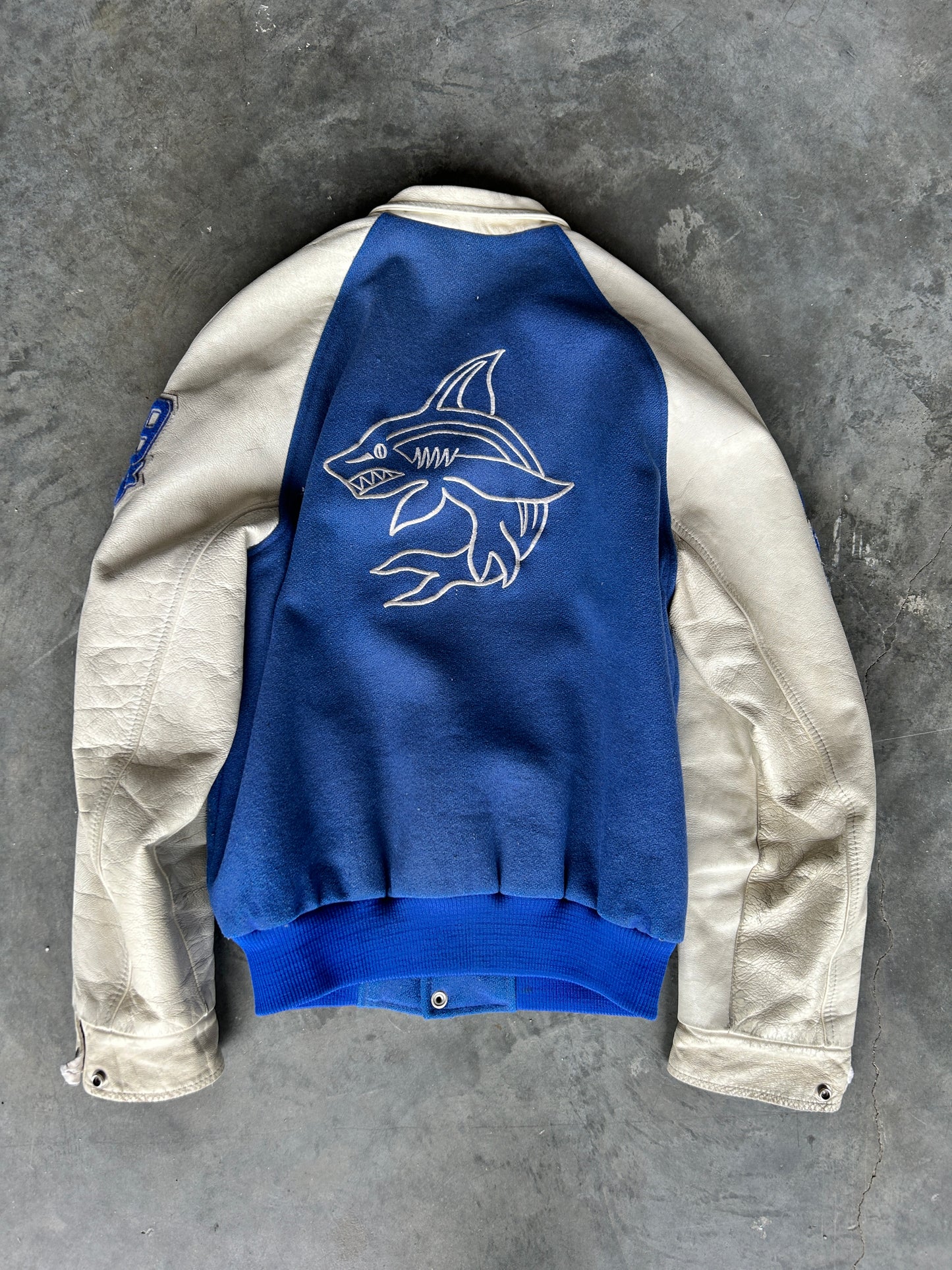Vintage 1989 St. Mary’s Sharks Varsity Jacket (M)