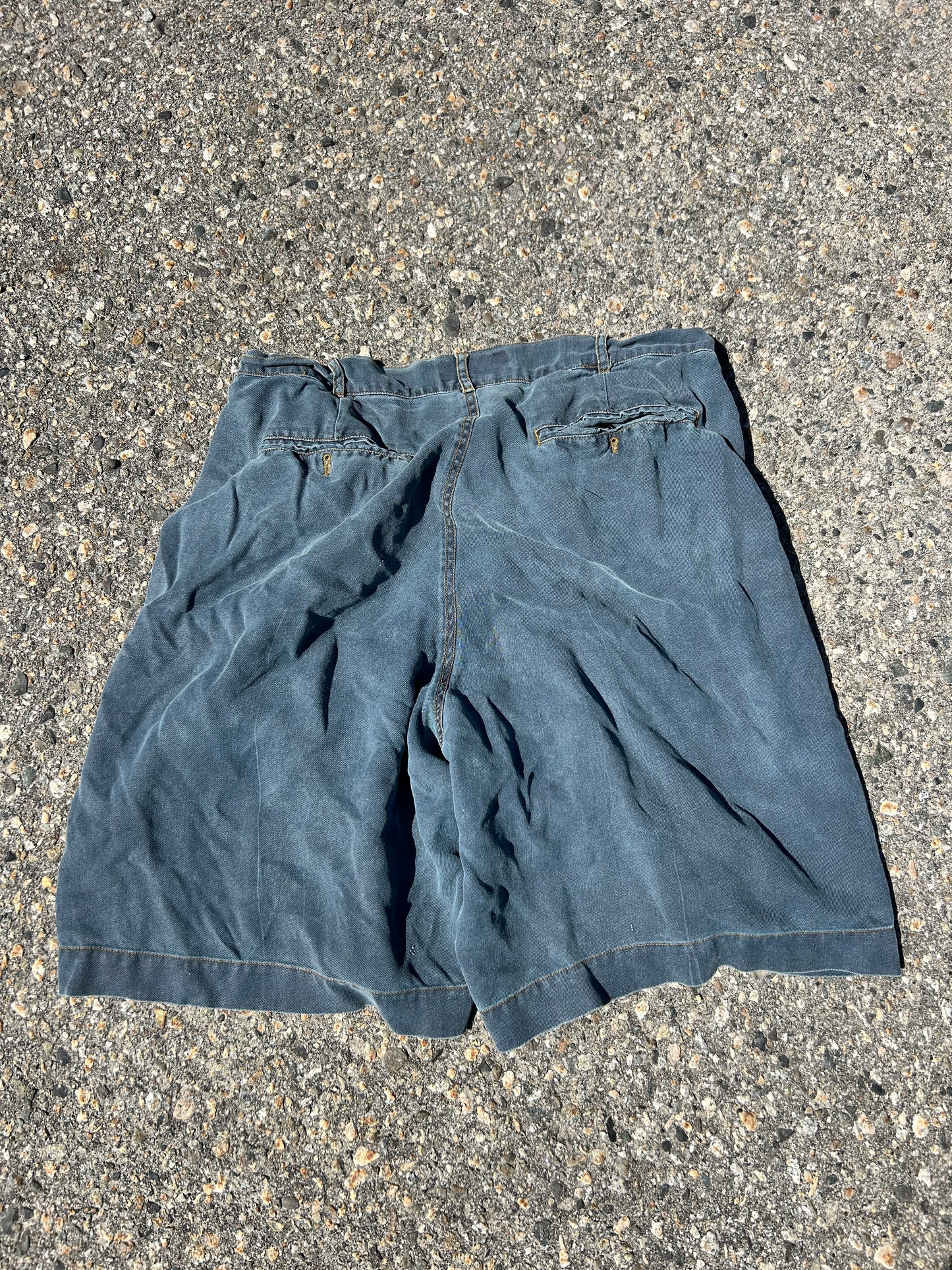 Vintage Silk Faux-Denim Shorts (34W)