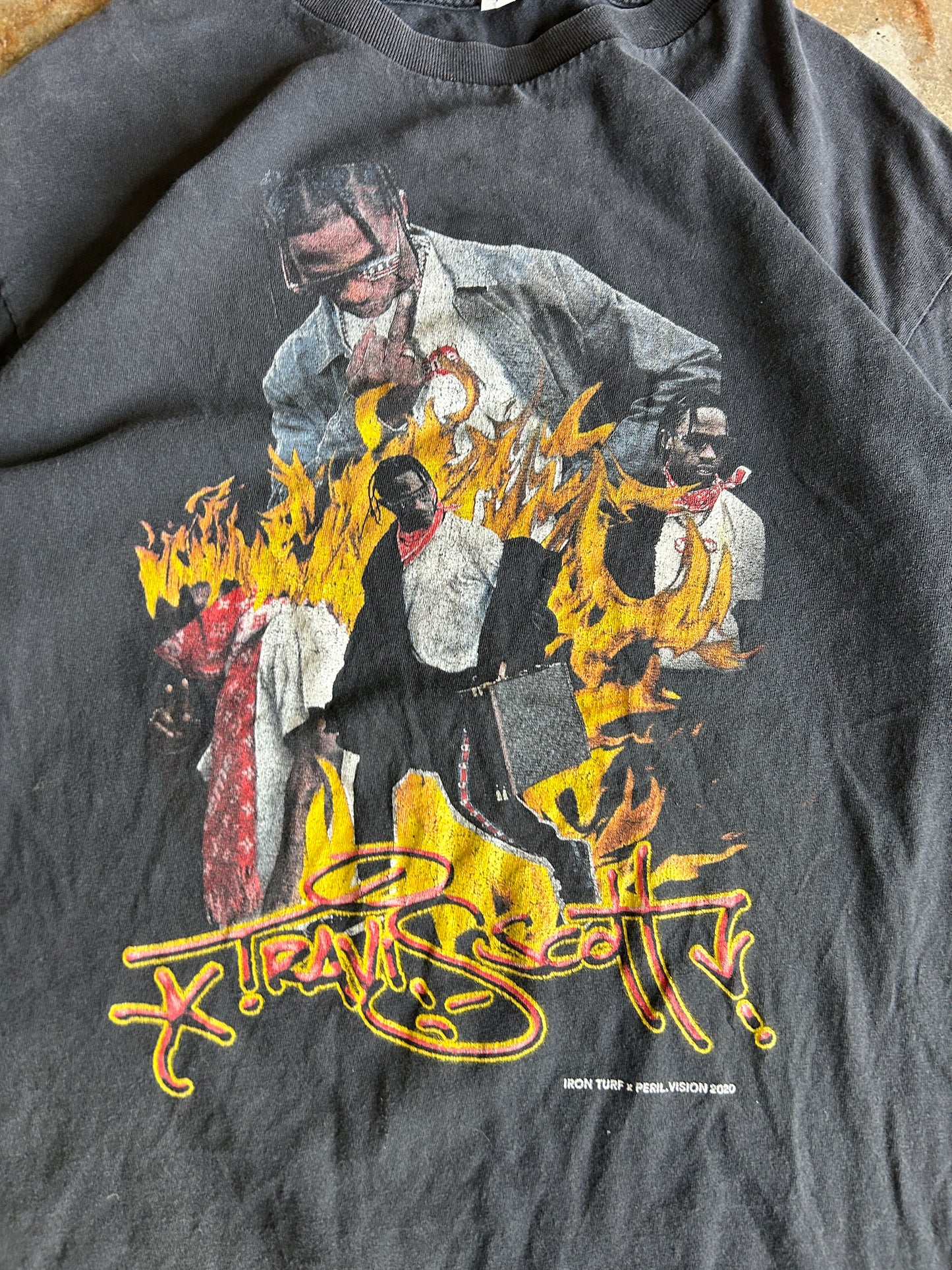 Travis Scott 2020 Iron Turf x Peril Vision Faded Tee (L)