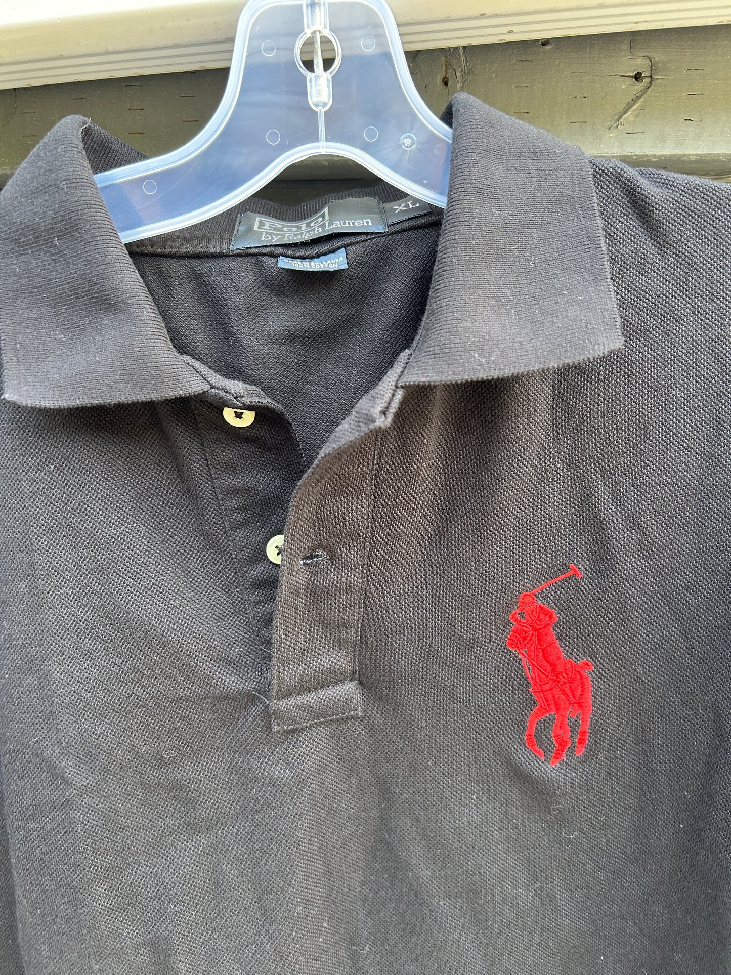 Vintage Big Logo Black Polo Shirt (XL)