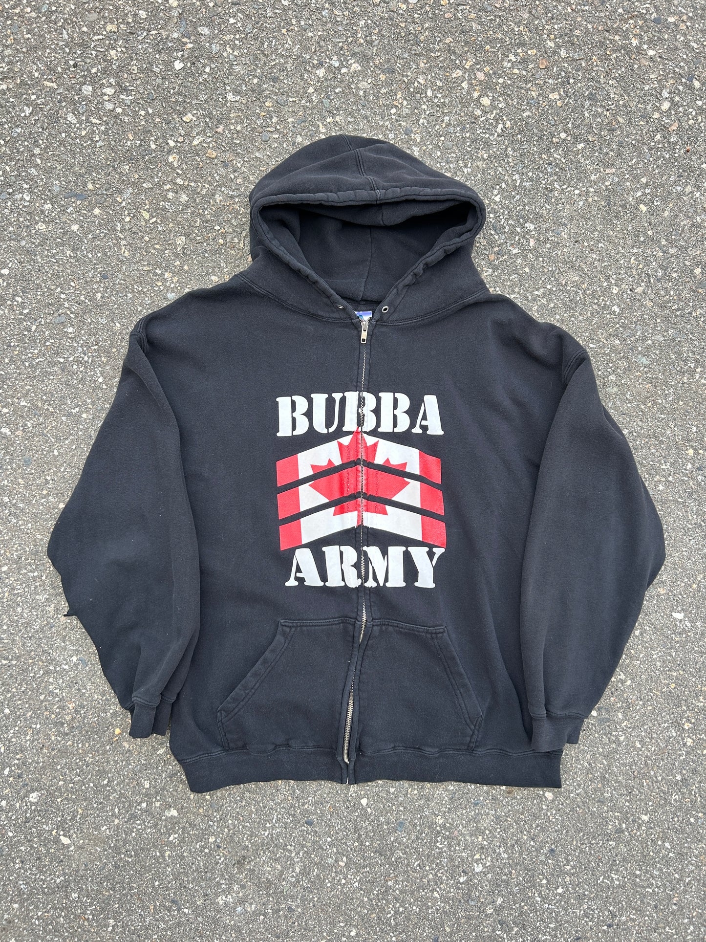 Vintage Bubba Army Canada Puff Print Zip Hoodie (XL)