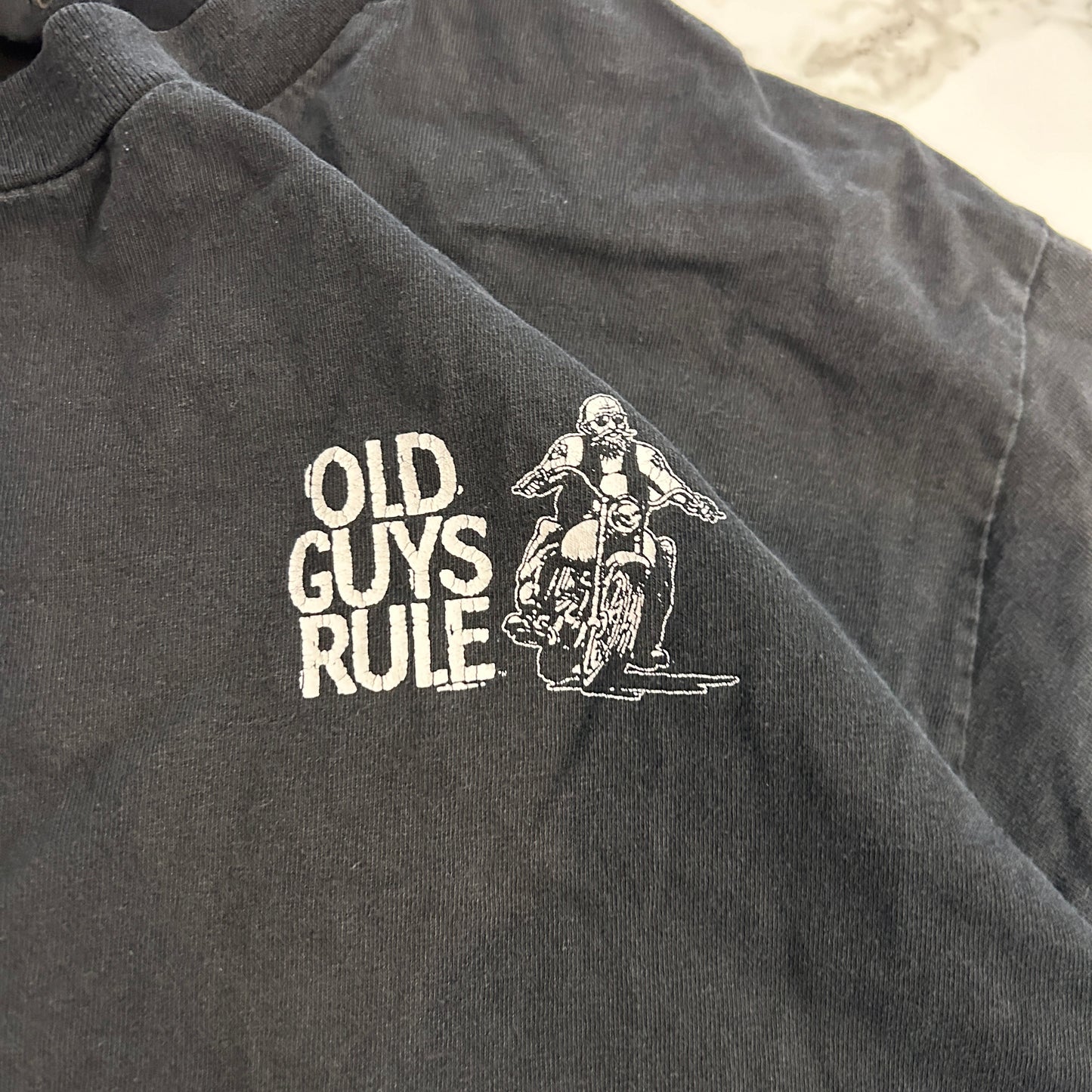 Vintage Old Guys Rule Biker Tee (L)