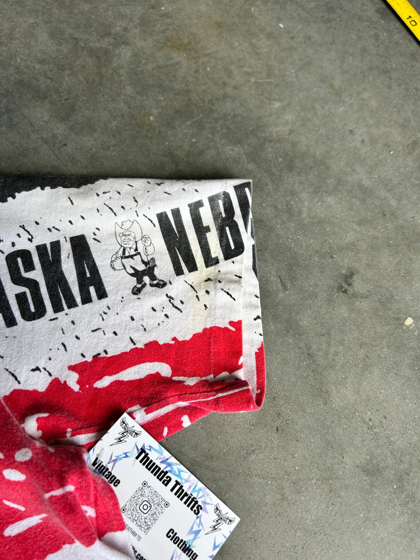Vintage Nebraska Collegiate All Over Print Tee (M)