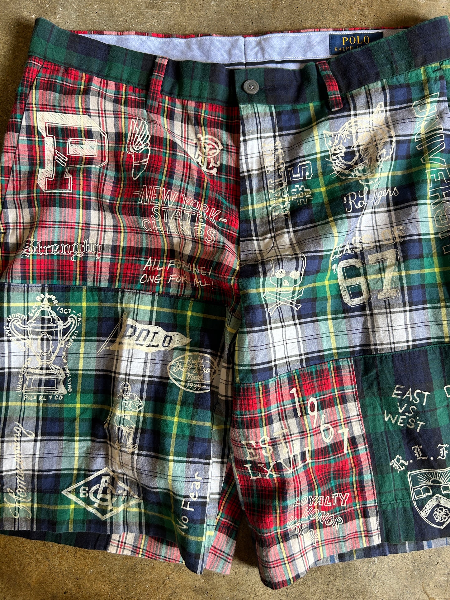 Polo Ralph Lauren Class of '67 Tigers Madras NY Skulls Chino Shorts (32W)