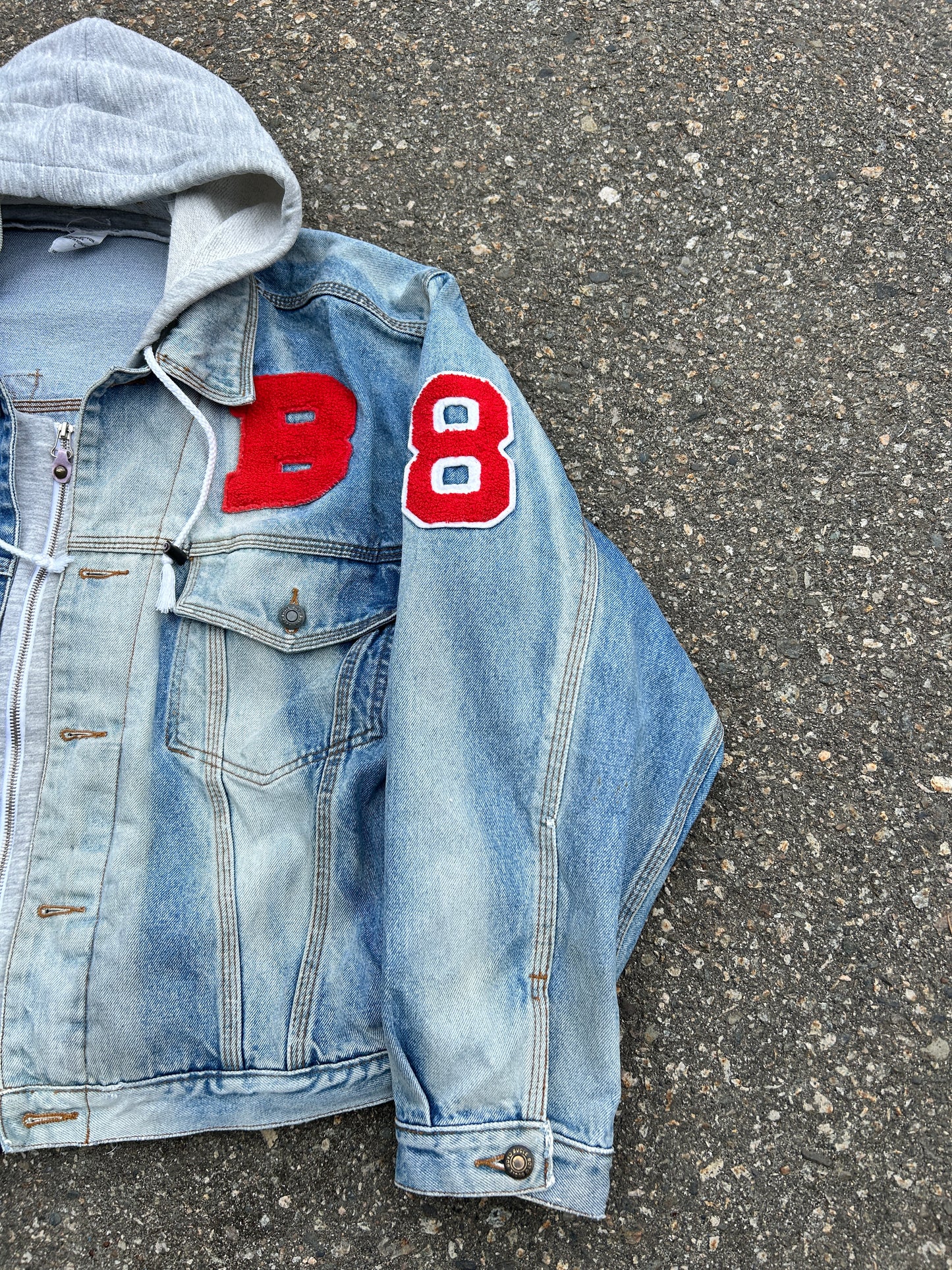 Vintage 80’s Faded Bugle Boy Hooded Denim Jacket (L)