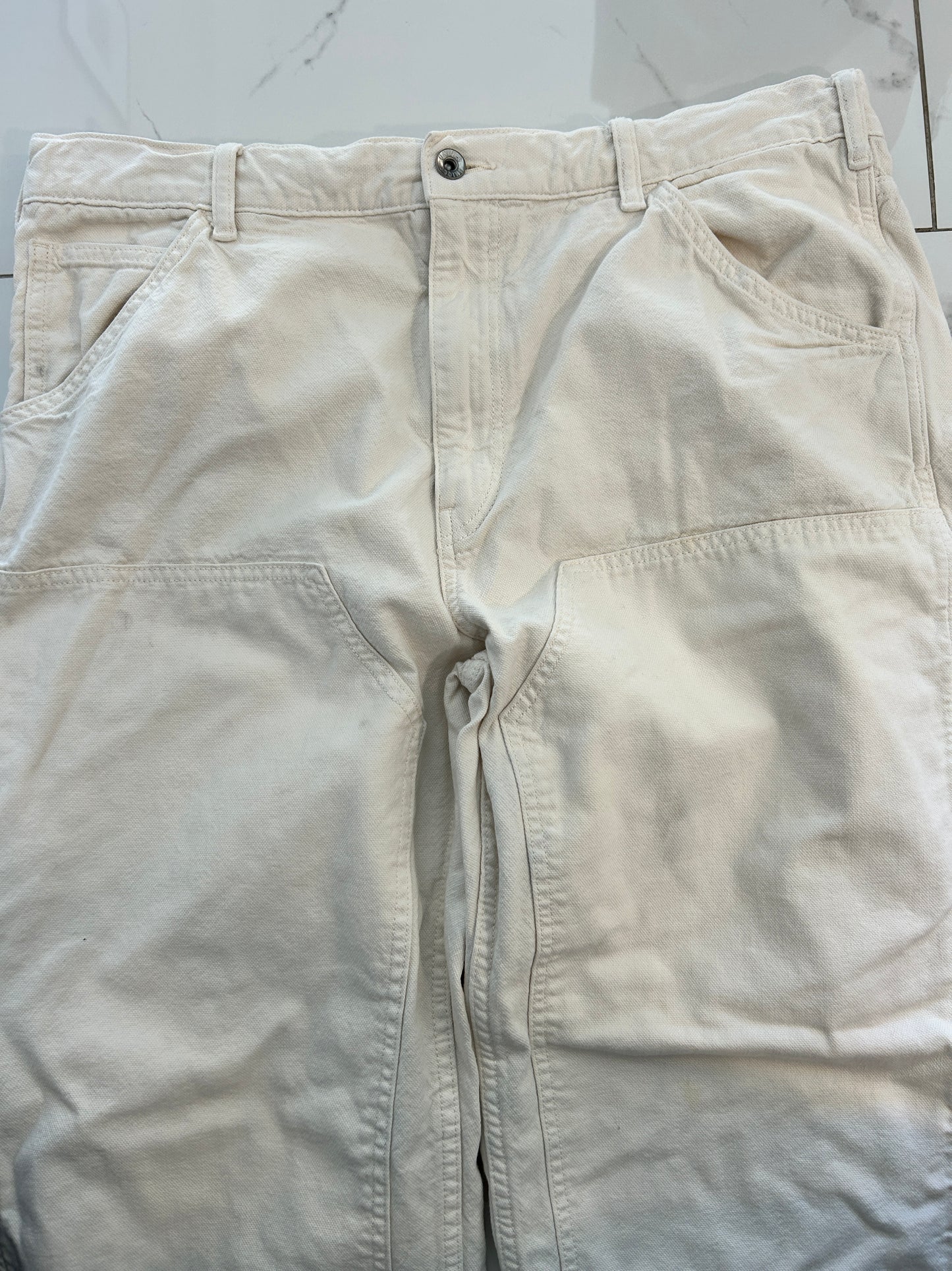Uniqlo White Double Knee Carpenter Pants (36x30)