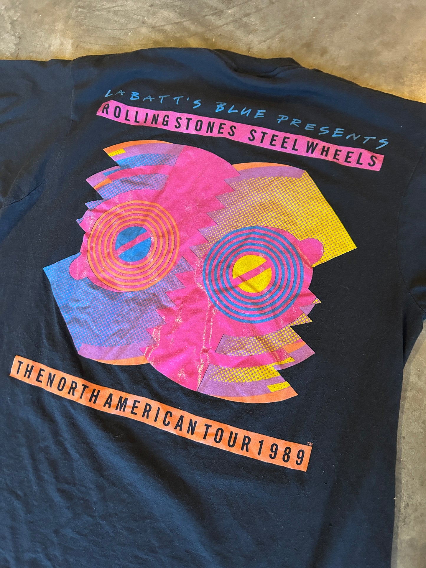 Vintage 1989 Rolling Stones Steel Wheels Tour Tee (L)