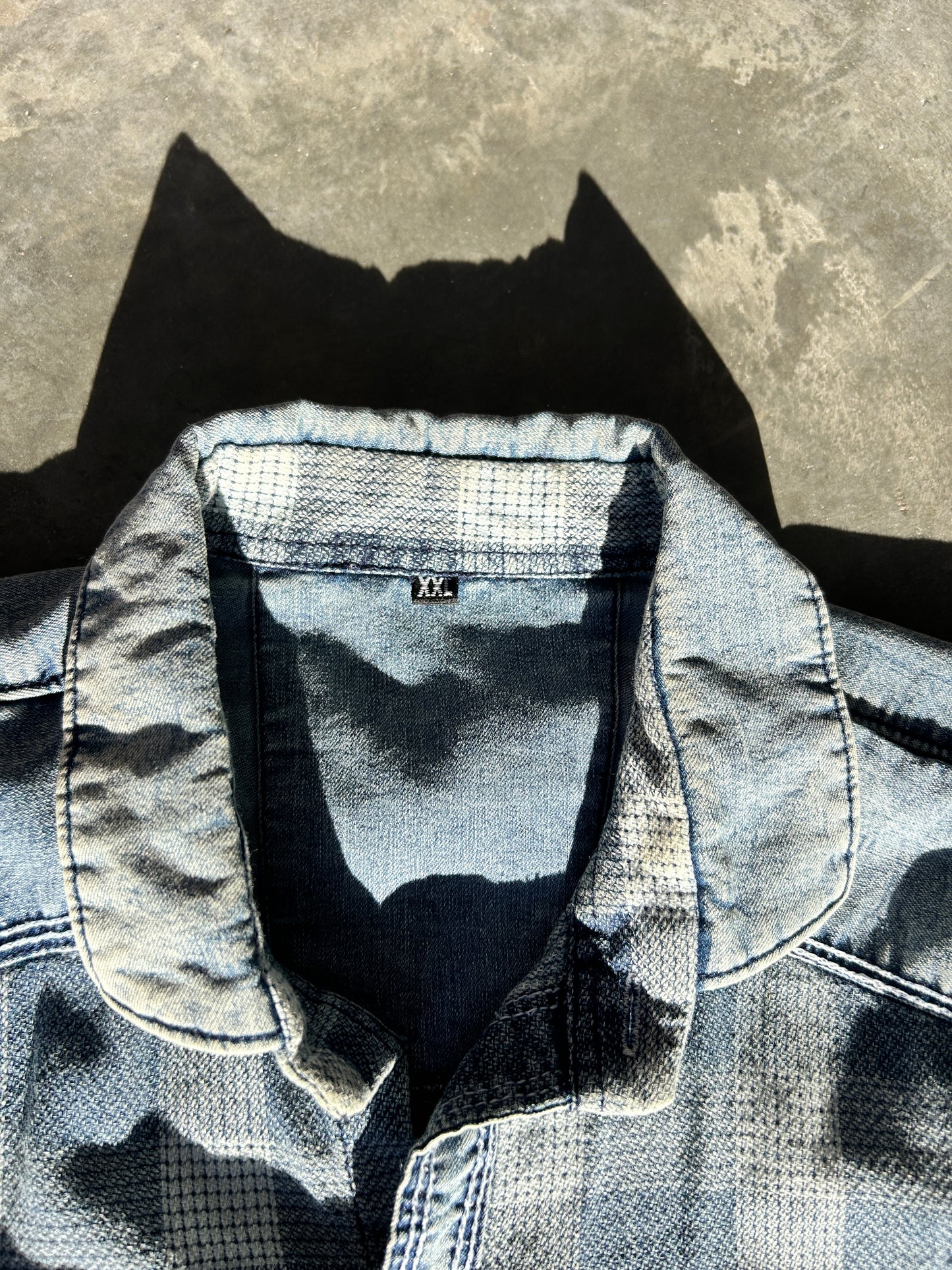Vintage High Wing Military Denim Flannel Shirt (L)