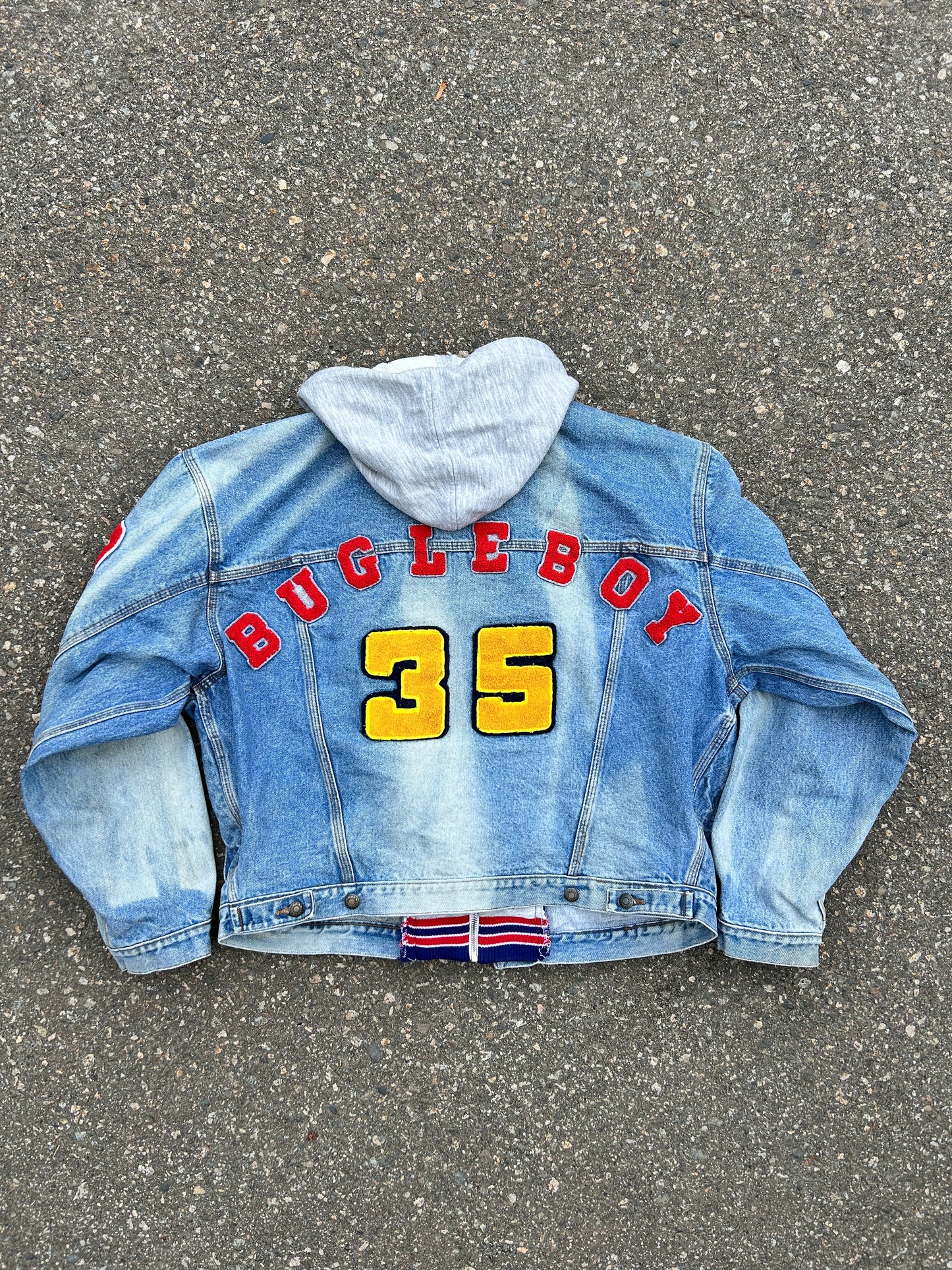 Vintage 80’s Faded Bugle Boy Hooded Denim Jacket (L)