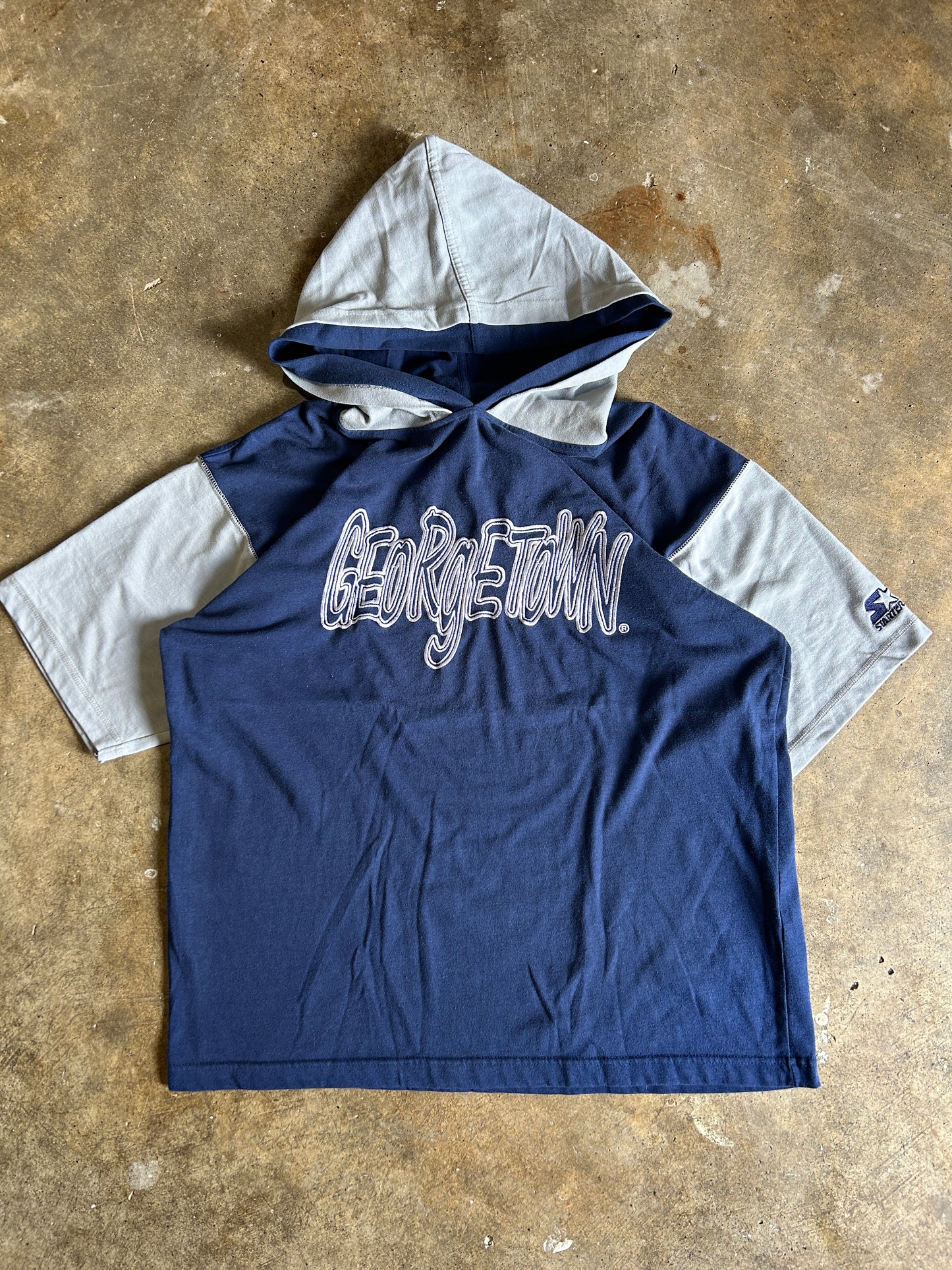 Vintage 90’s Starter Georgetown Double Hooded Warmup Jersey Tee (L)