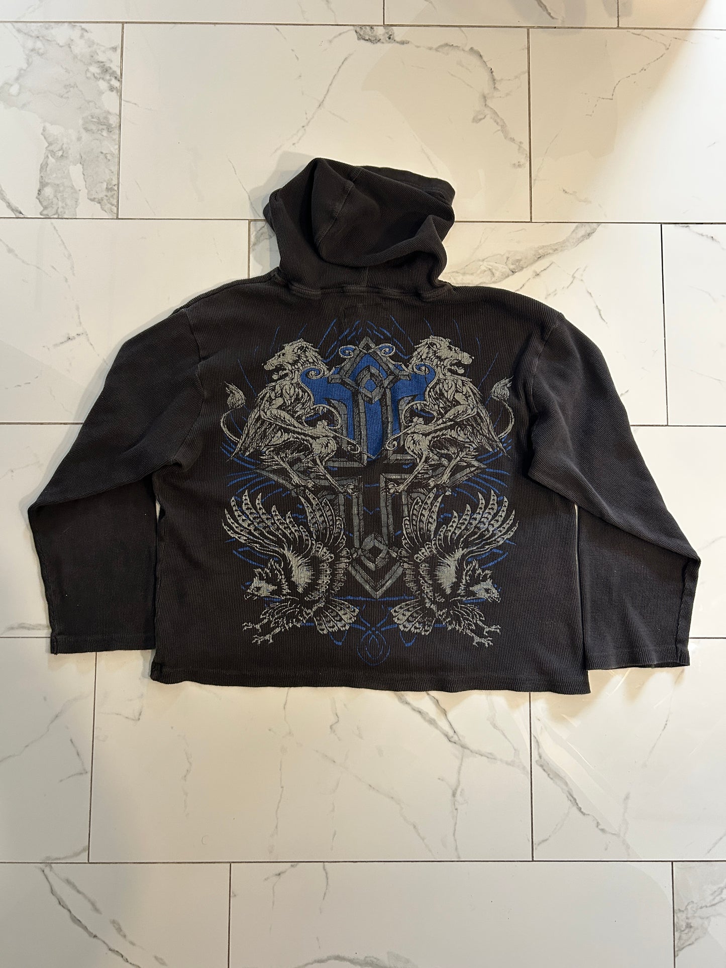 Y2K Warehouse One Boxy Waffle Knit Hoodie (XL)