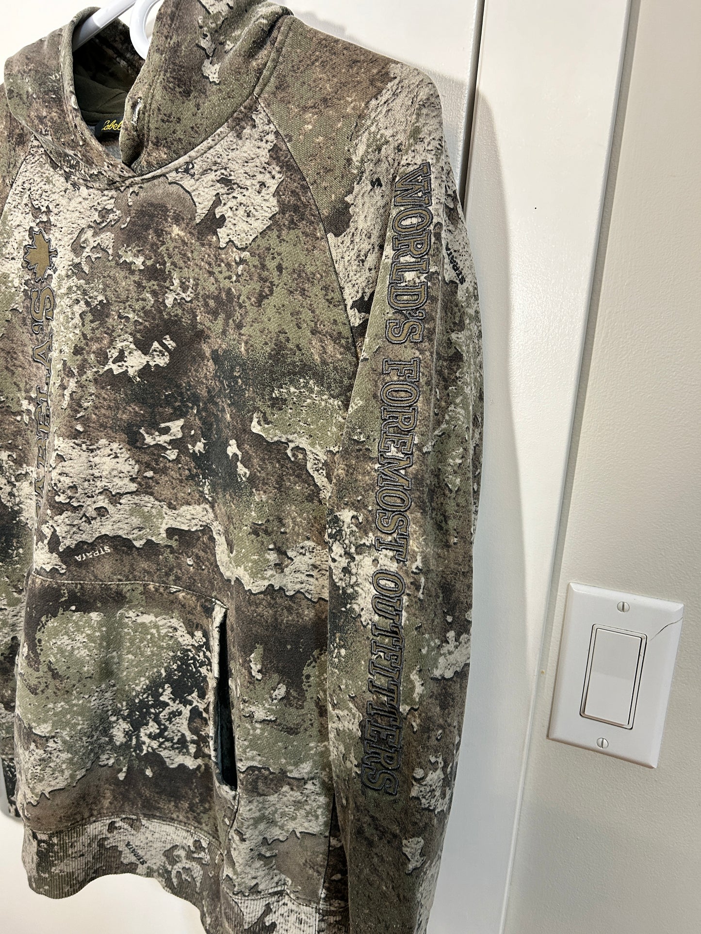 Vintage Cabelas Mottled Green Camo Hoodie (S)