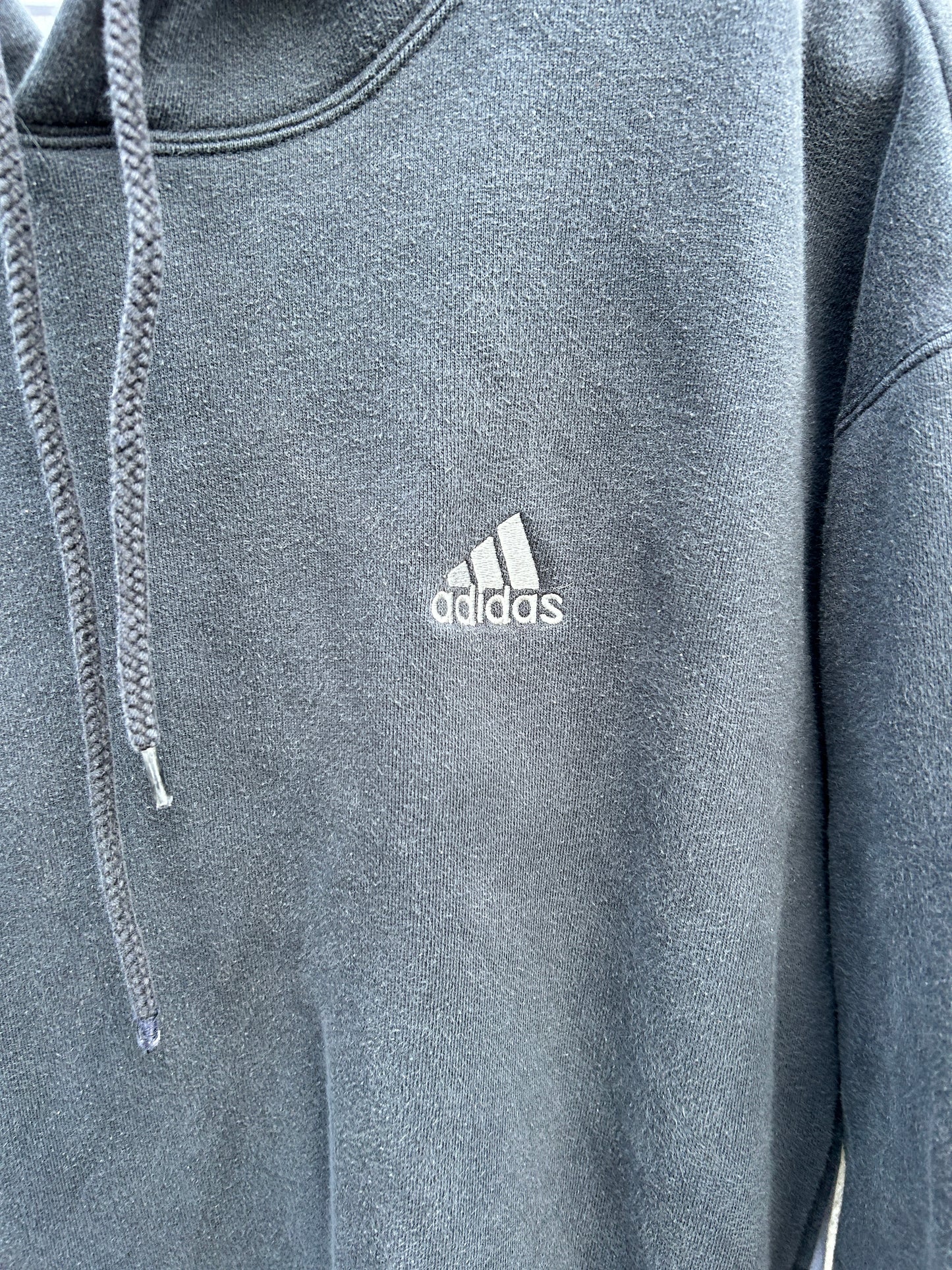 Y2K Black and Grey Faded Adidas Hoodie (L)