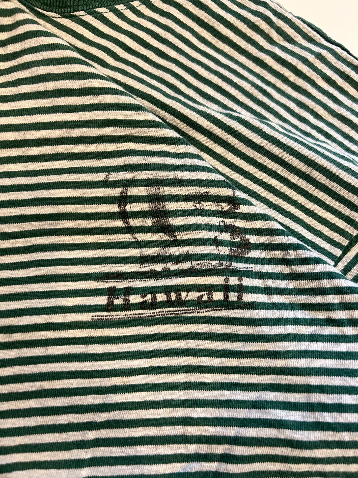 Vintage Hawaii Green and White Striped Tee (fits L)
