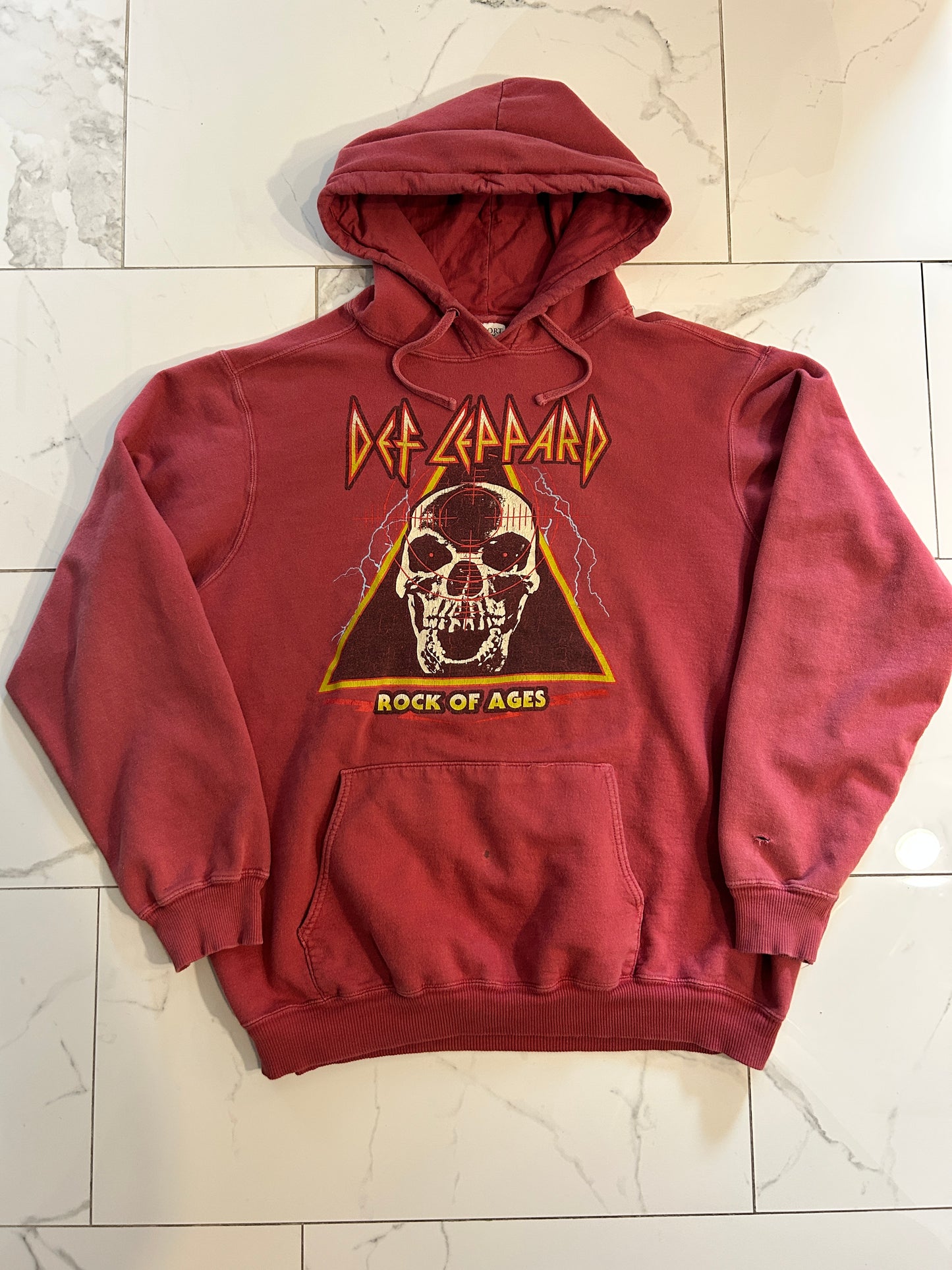 Salmon Red Def Leppard Rock of Ages Hoodie (XL)