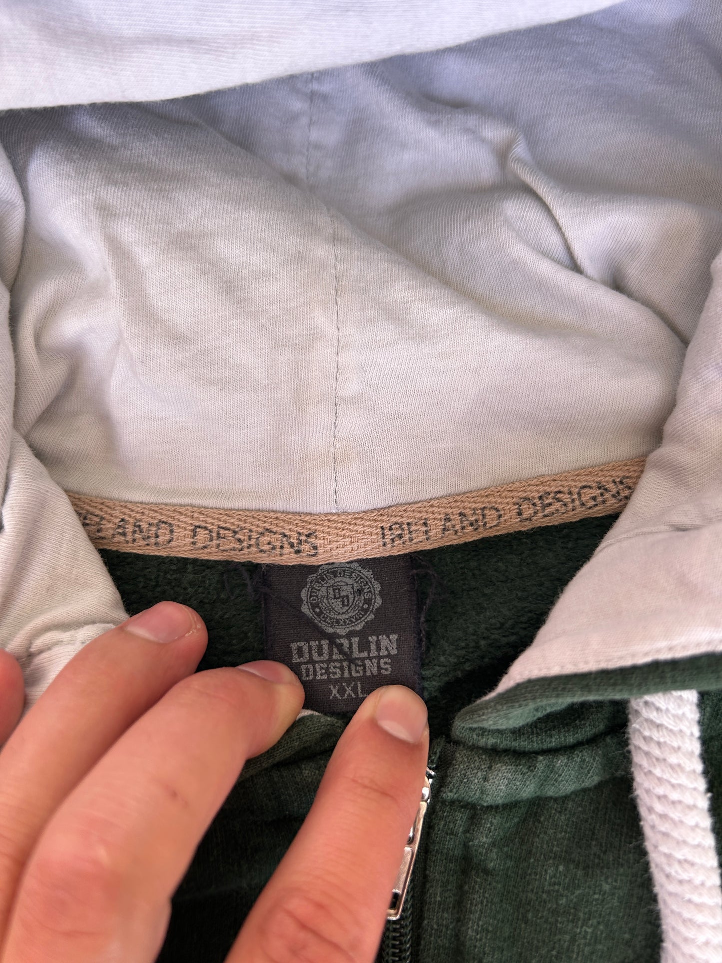 Vintage Dublin Ireland Forest Green Zip Hoodie (L)