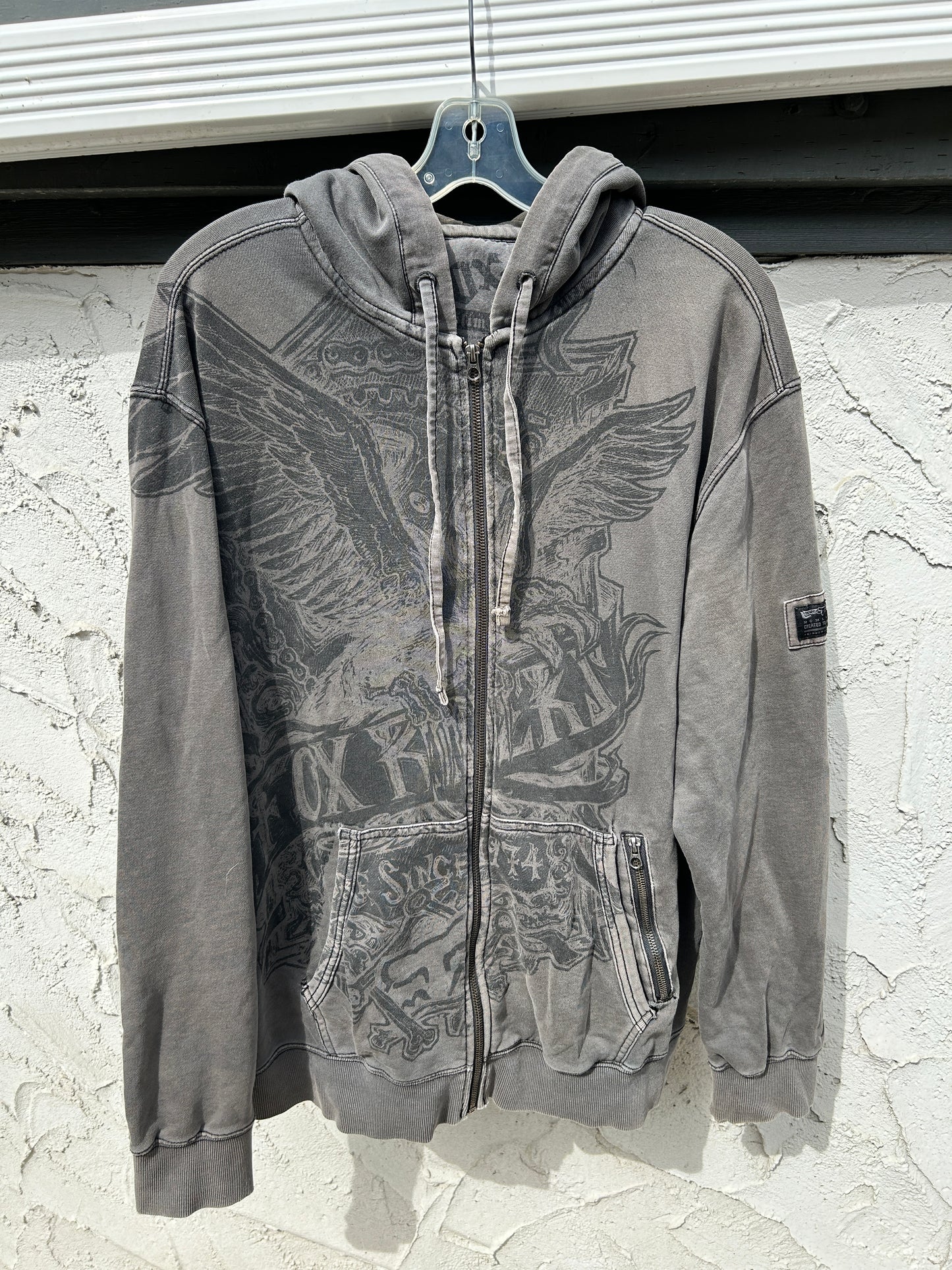 Y2K Faded Fox Racing Zip Hoodie (XL)