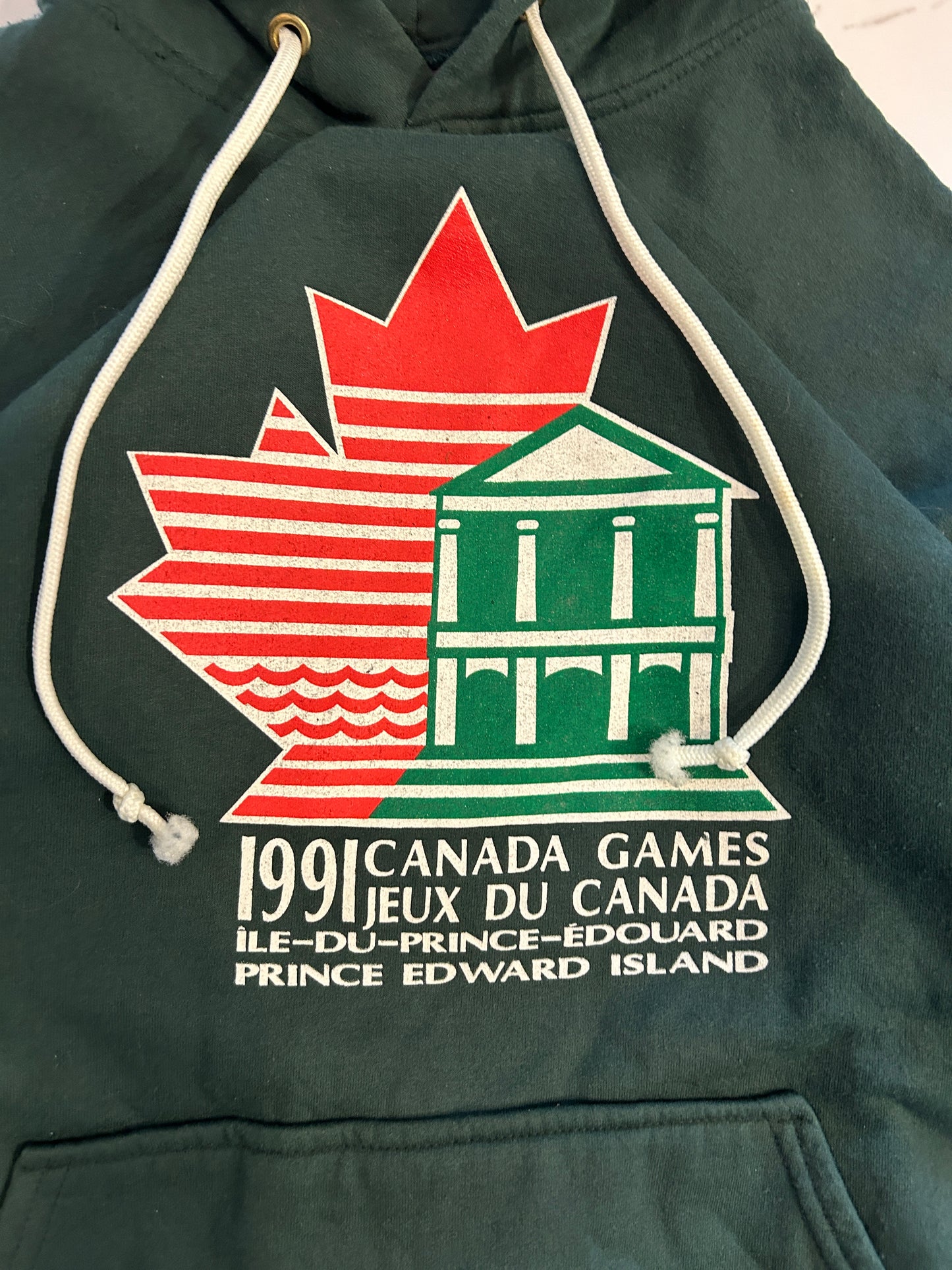 Vintage Green 1991 PEI Canada Games Hoodie (L)