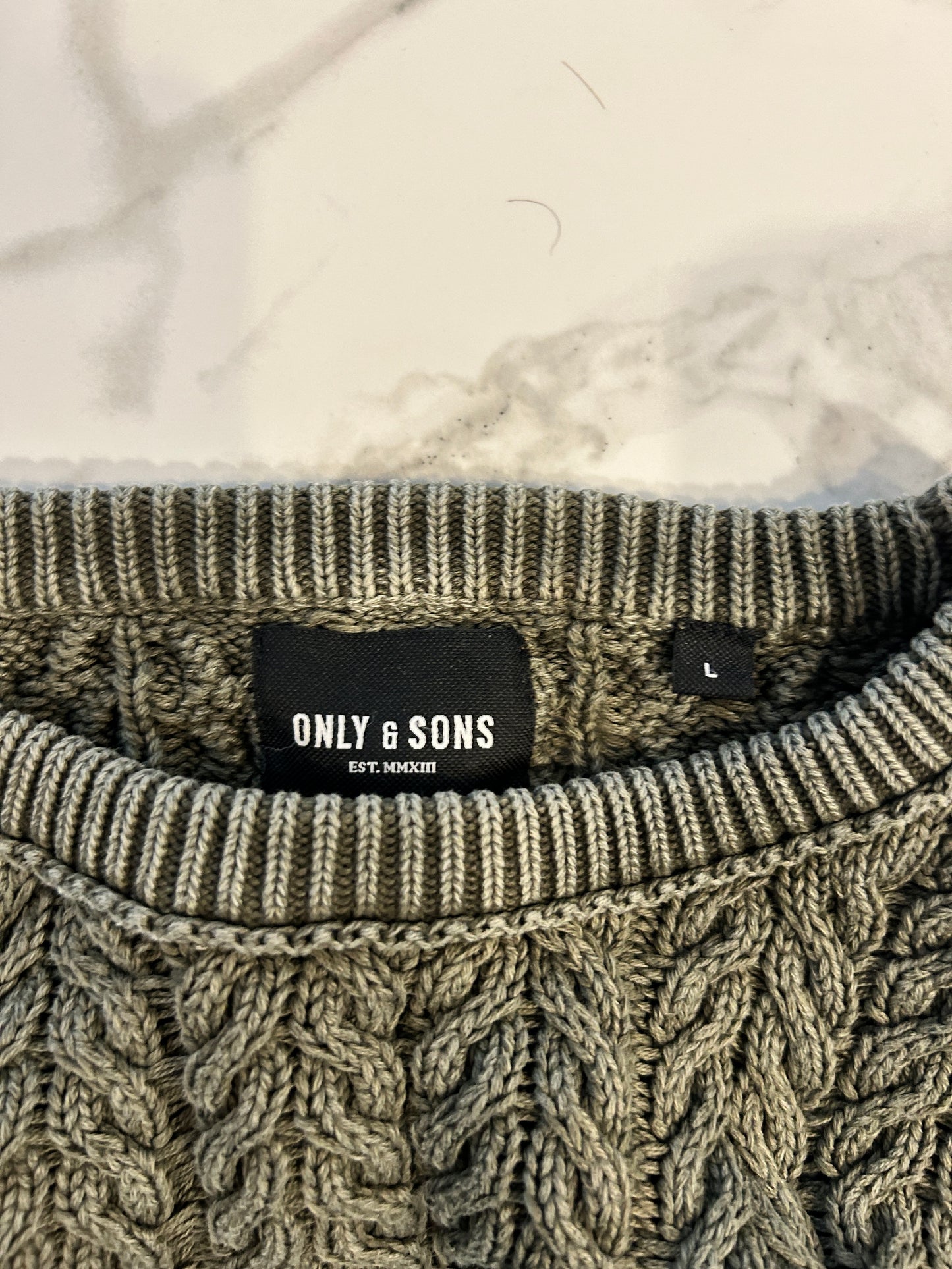 Green Only & Sons Cable Knit Sweater (L)