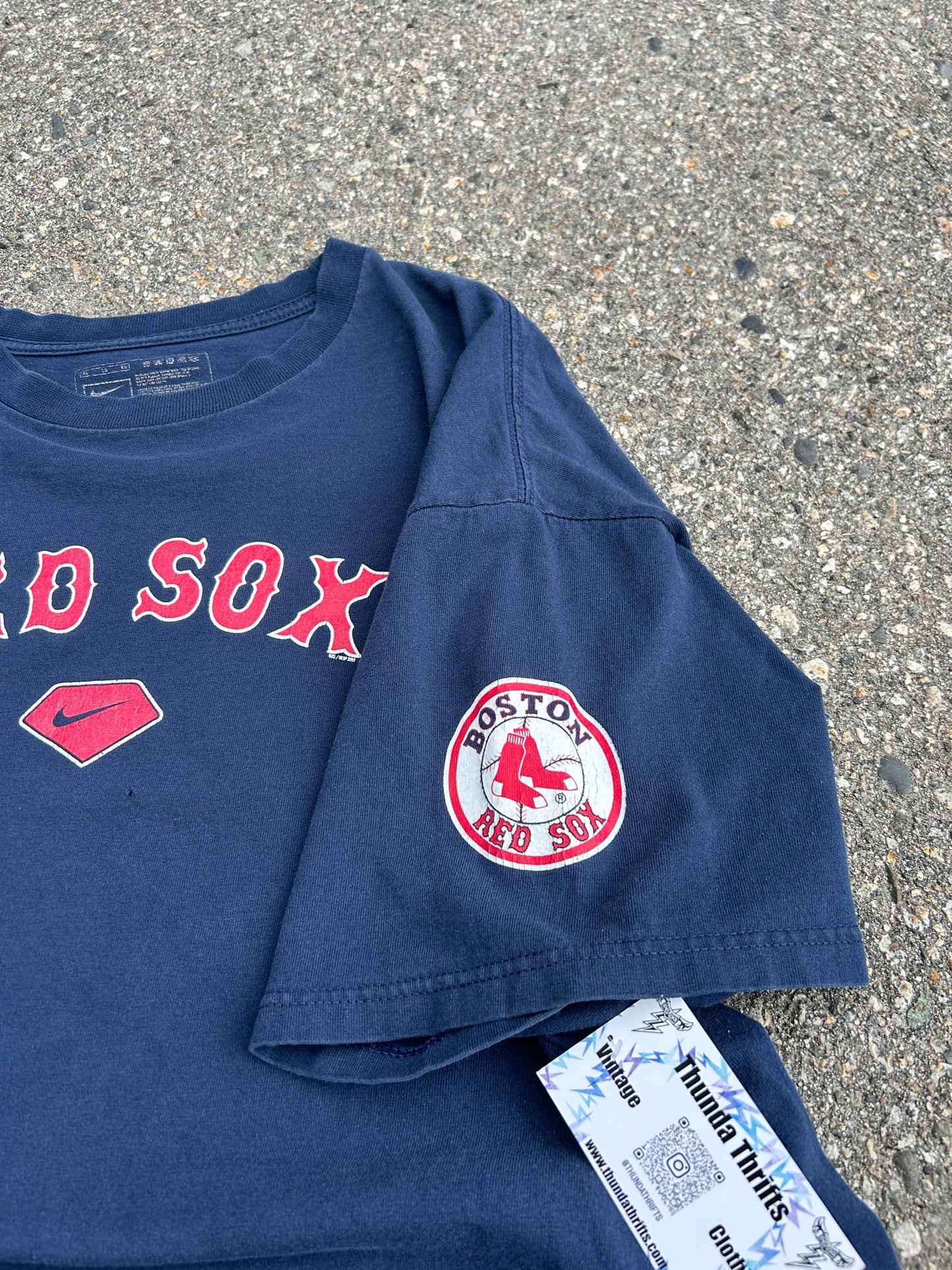 Vintage Nike Team Center Check Red Sox Tee (XL)