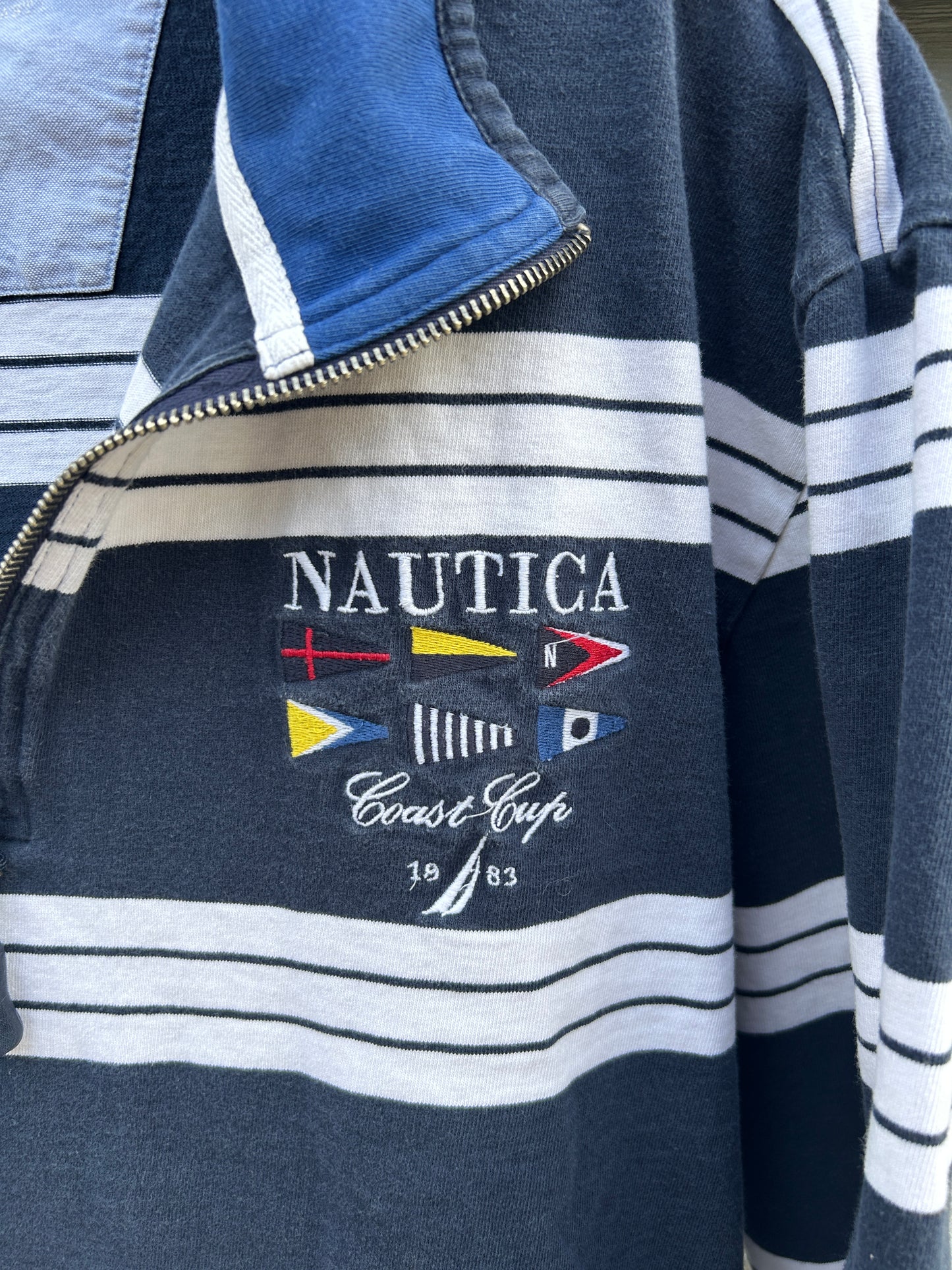 Vintage Striped Nautica Quarter Zip (XL)