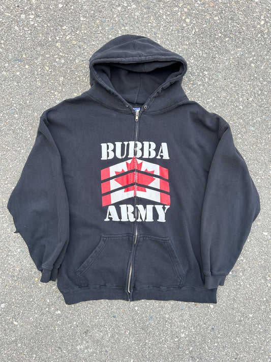 Vintage Bubba Army Canada Puff Print Zip Hoodie (XL)