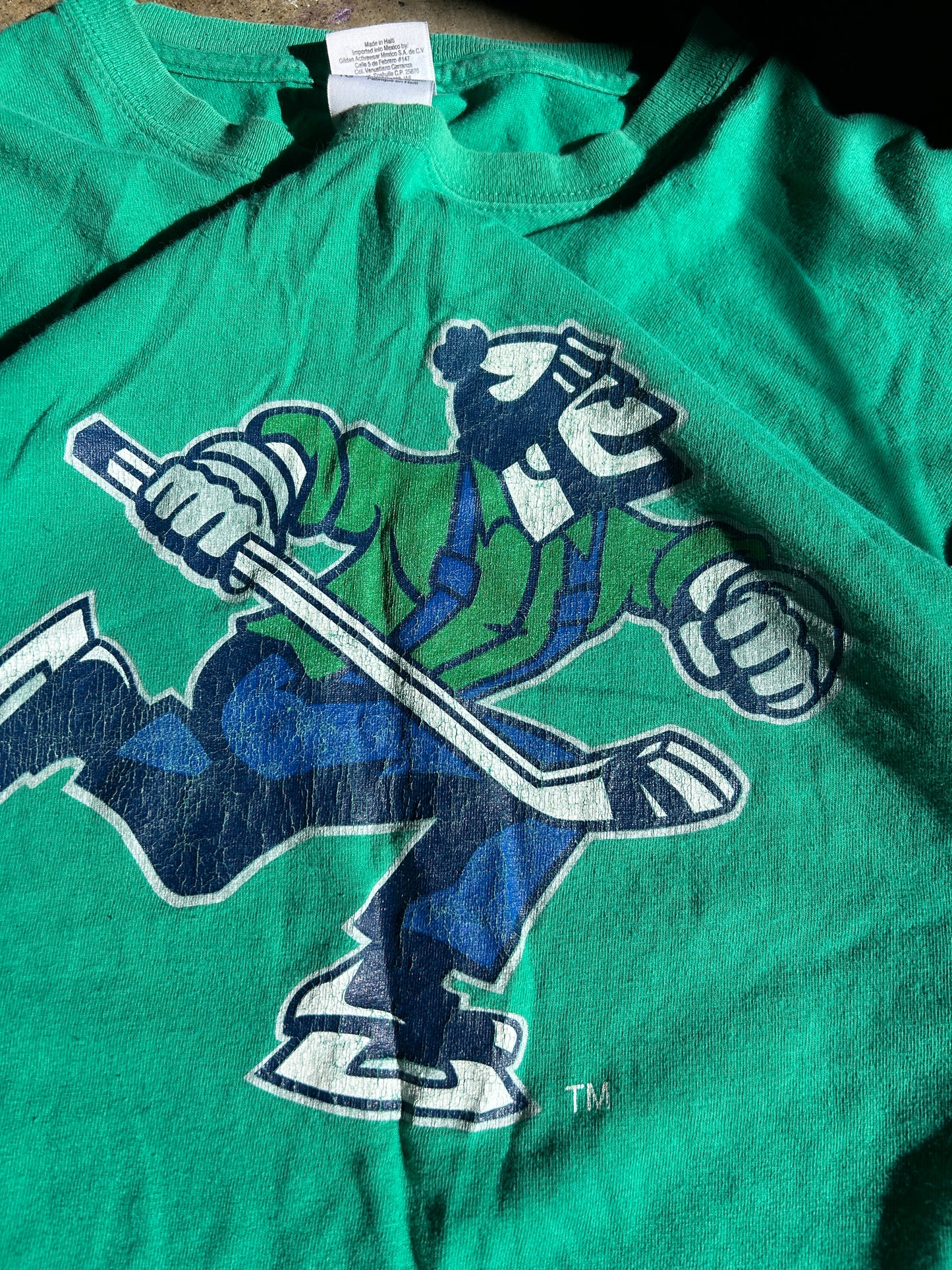 Vintage Canucks Green Johnny Logo Tee (XL)