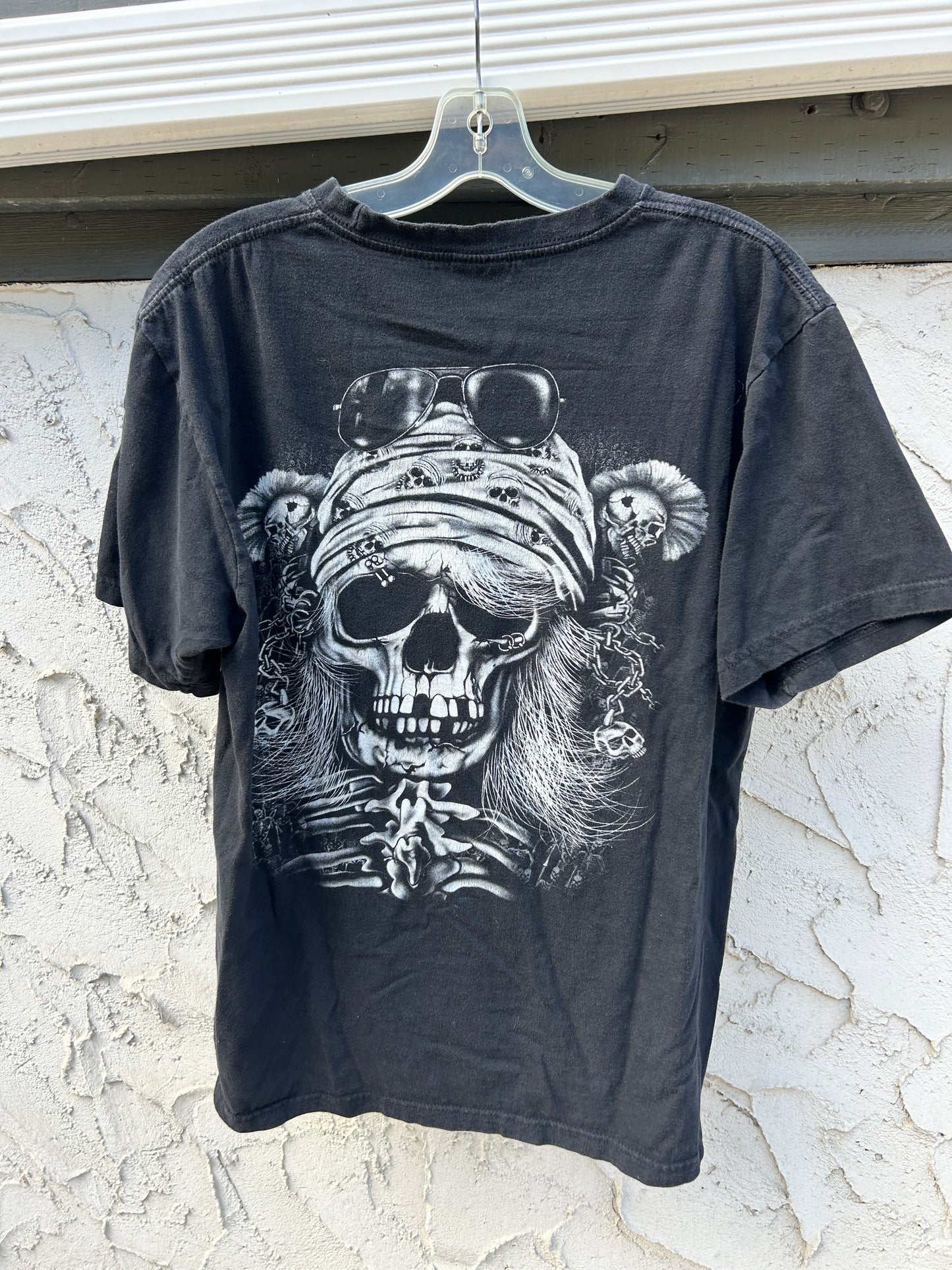 Y2K Biker Skull Double Print Tee (XL)