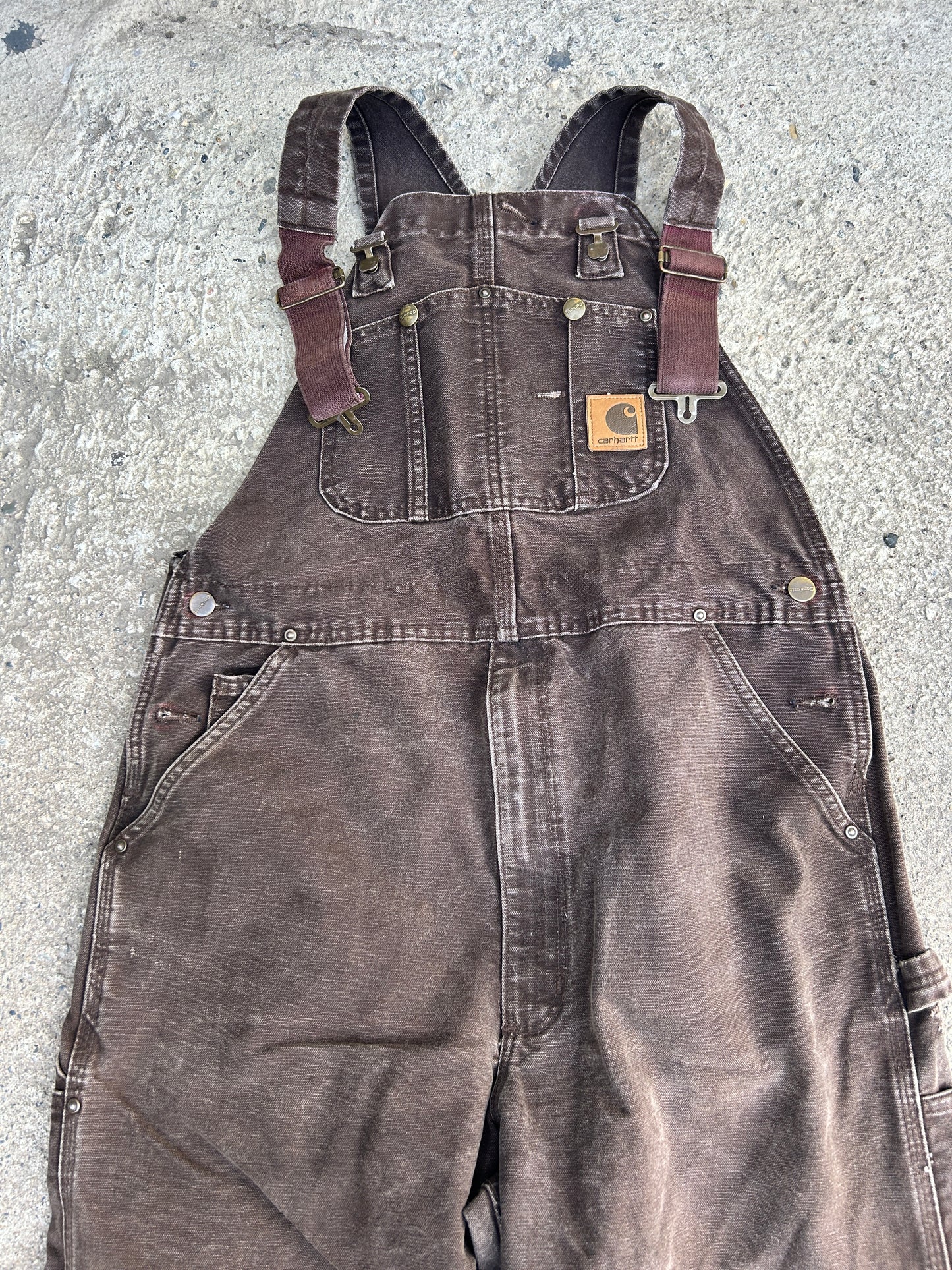 Faded Brown Carhartt Double Knee Overalls (36x32)