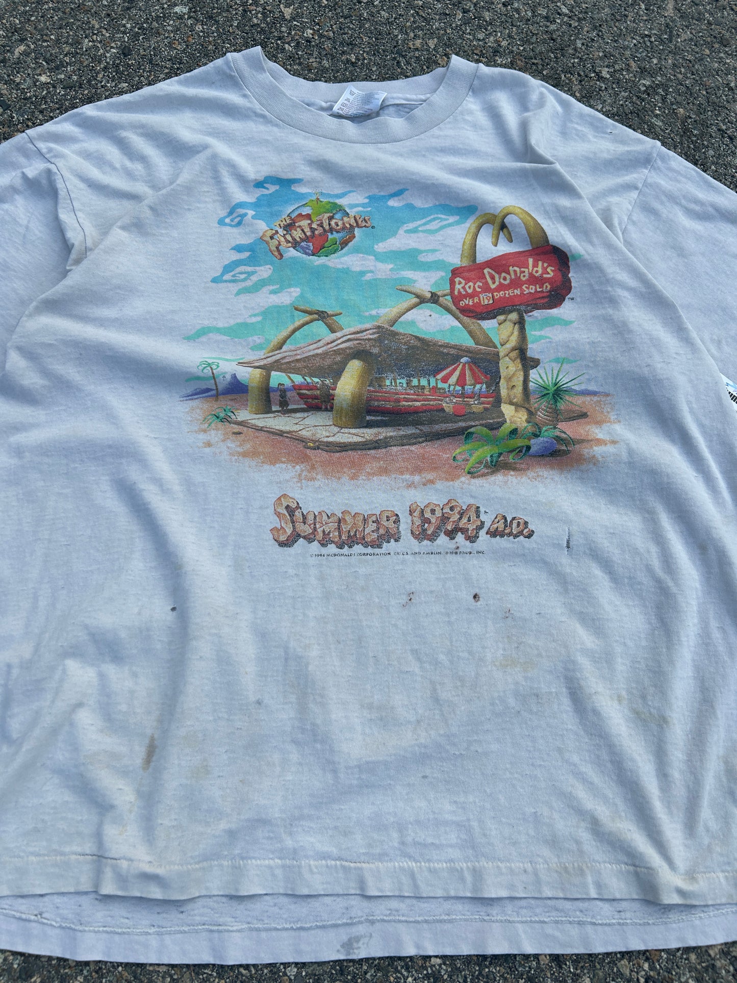 Vintage 1994 Single Stitch Flintstones RocDonalds Tee (XL)