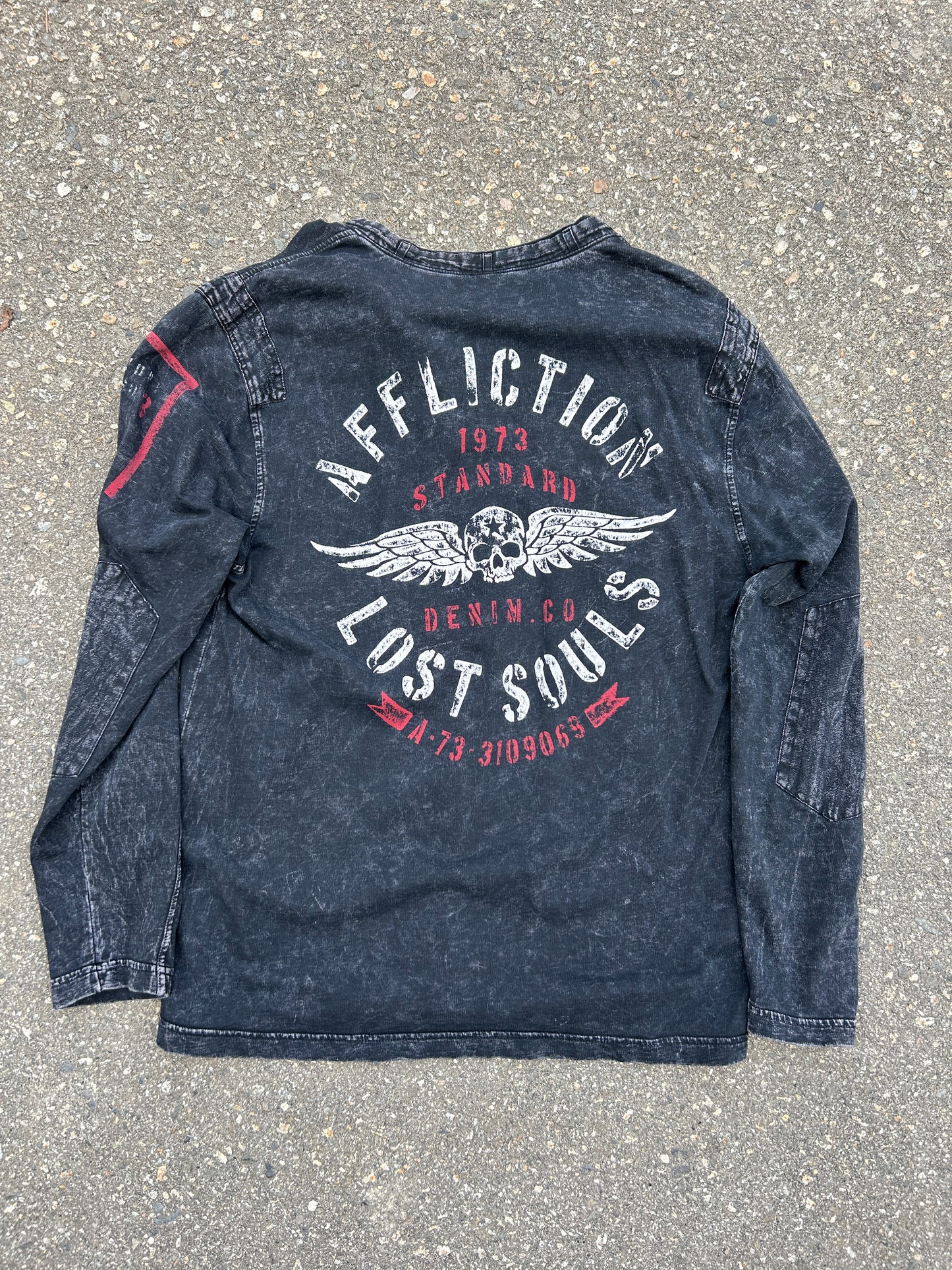 Y2K Affliction Stonewash LS Shirt (2XL)