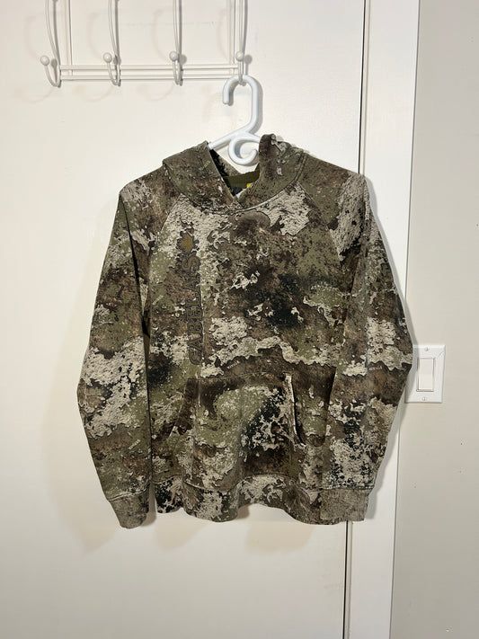 Vintage Cabelas Mottled Green Camo Hoodie (S)