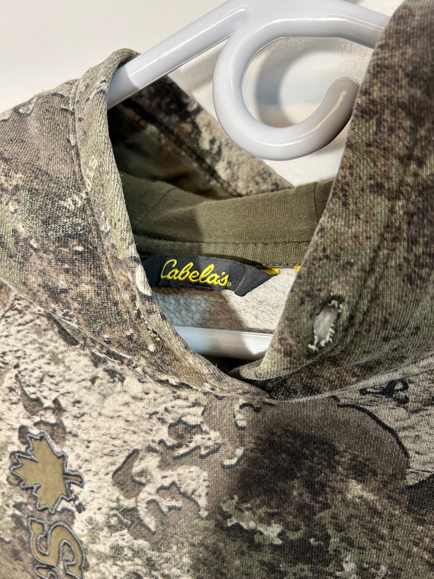 Vintage Cabelas Mottled Green Camo Hoodie (S)