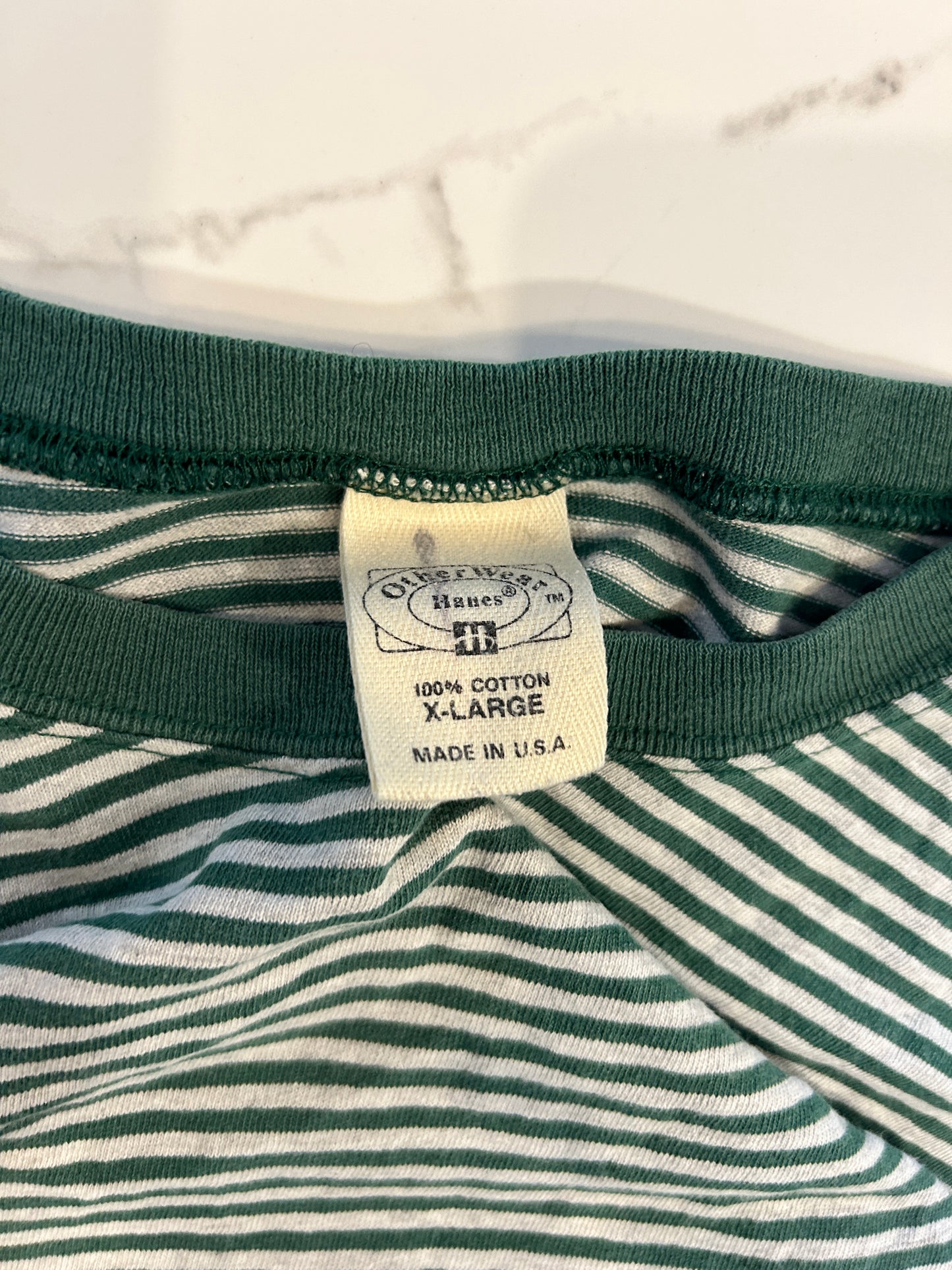 Vintage Hawaii Green and White Striped Tee (fits L)