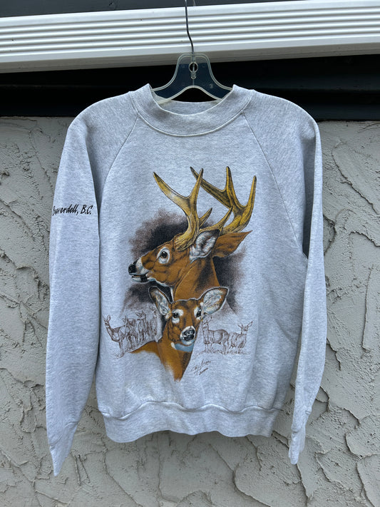 Vintage Beaverdell Grey Deer Crew (L)