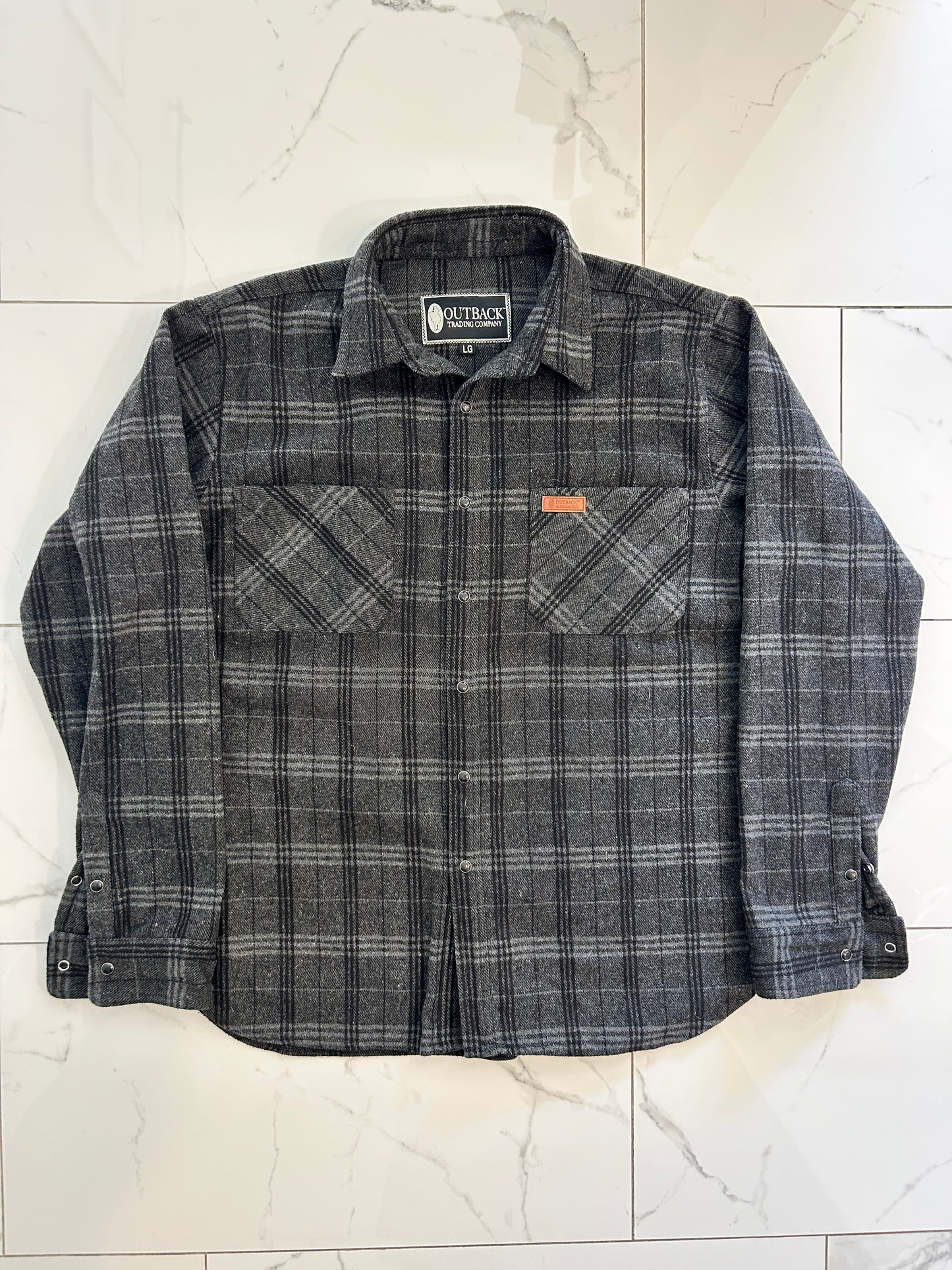 Wool Blend Outback Snap Button Flannel (L)