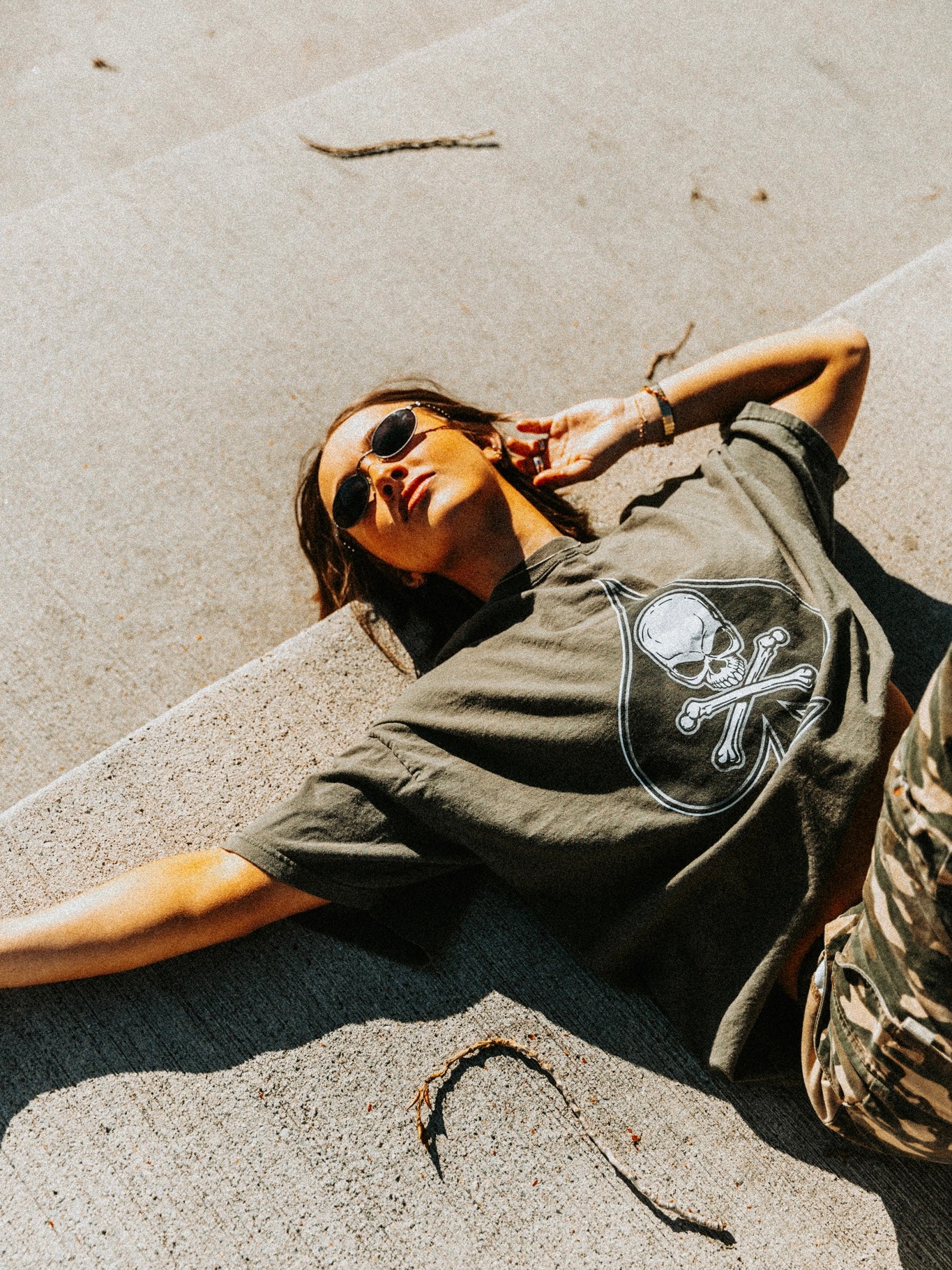 Y2K Green Skull Spade Tee (XL)