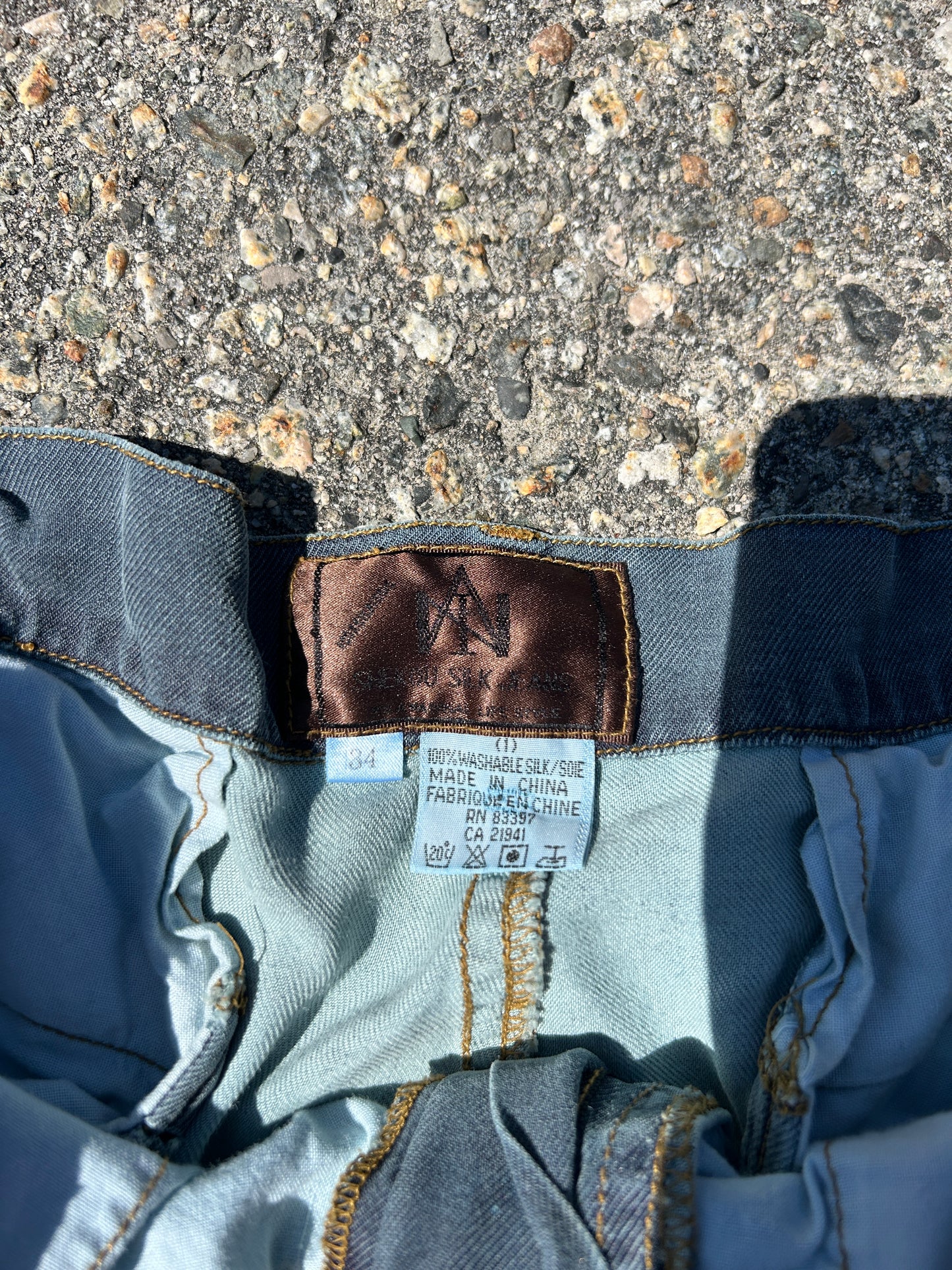 Vintage Silk Faux-Denim Shorts (34W)