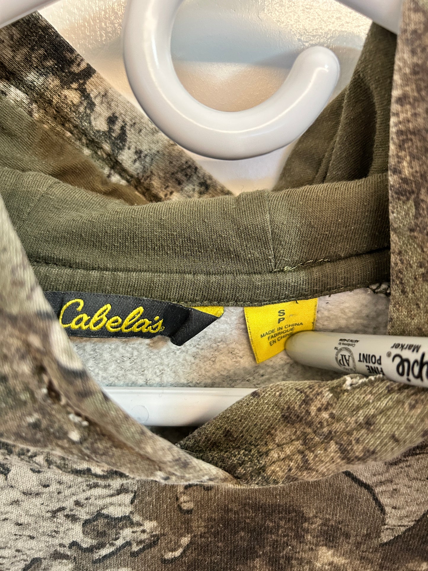 Vintage Cabelas Mottled Green Camo Hoodie (S)
