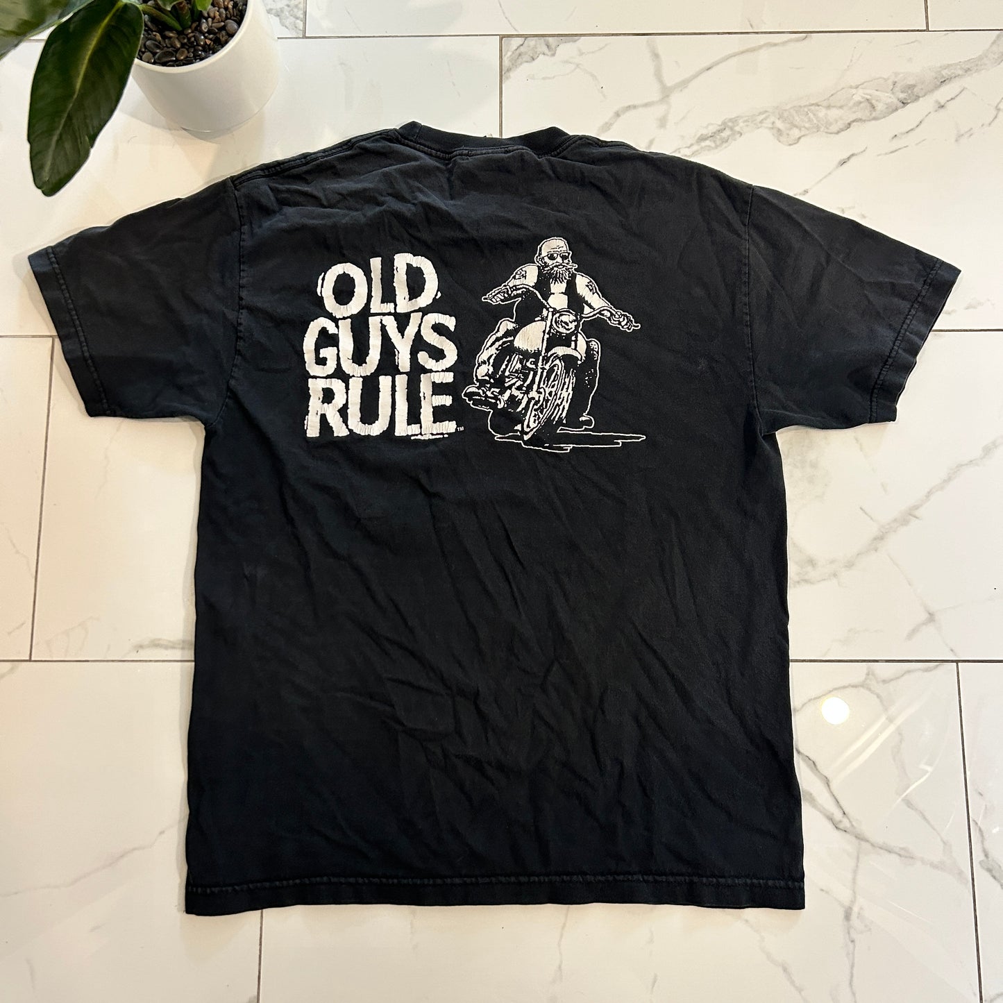 Vintage Old Guys Rule Biker Tee (L)