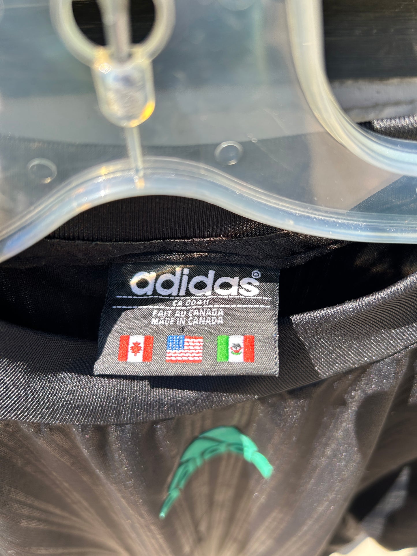 Vintage Adidas Green and Black Soccer Jersey (L)