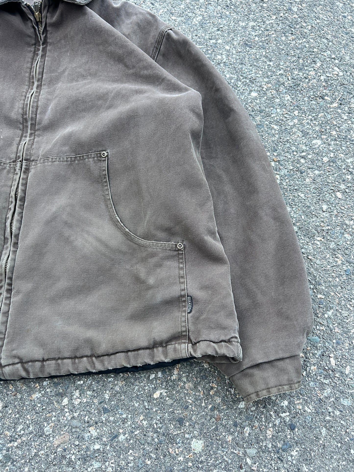 Faded Brown Collared Zip Dakota Work Jacket (L)