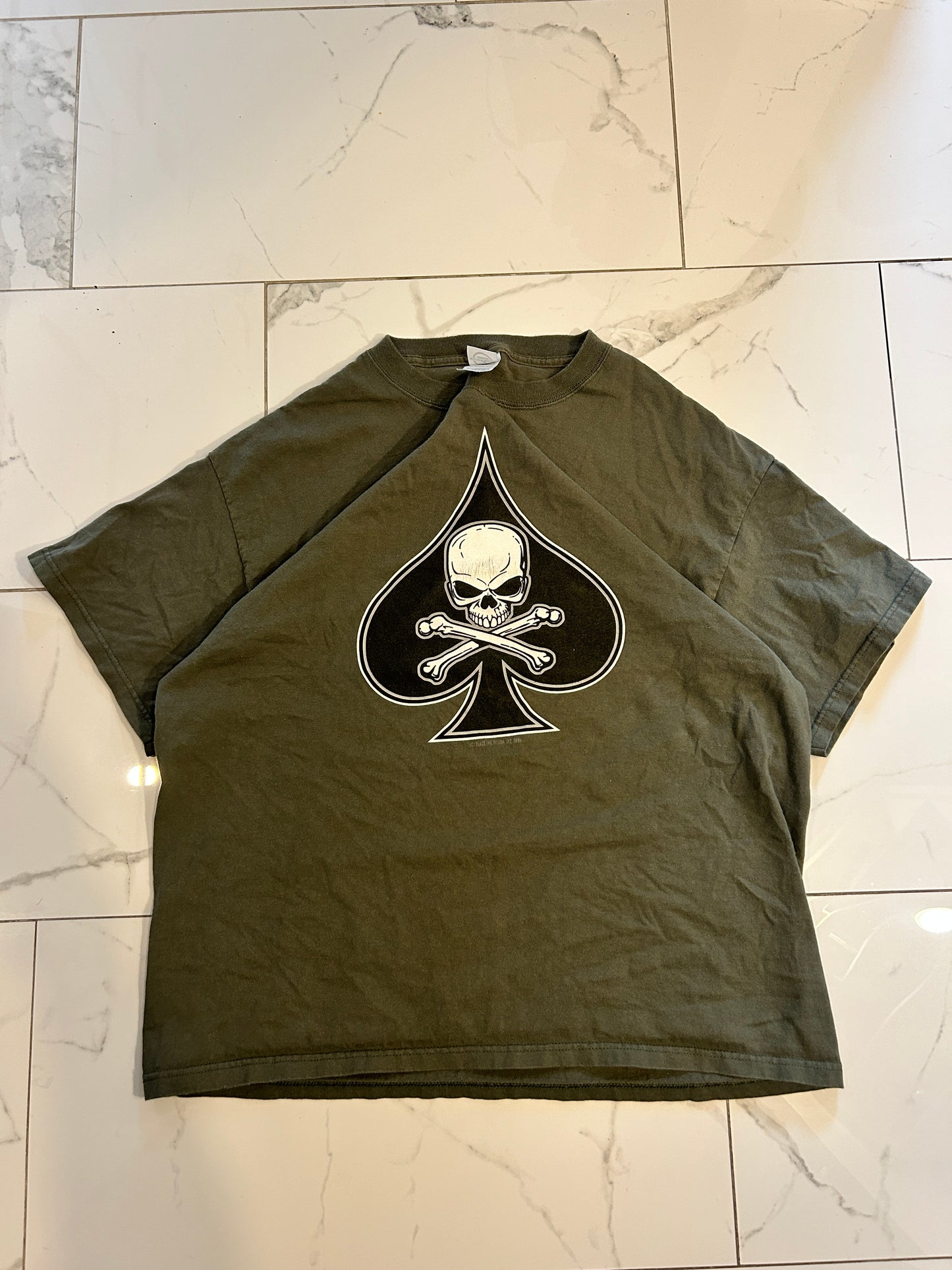 Y2K Green Skull Spade Tee (XL)