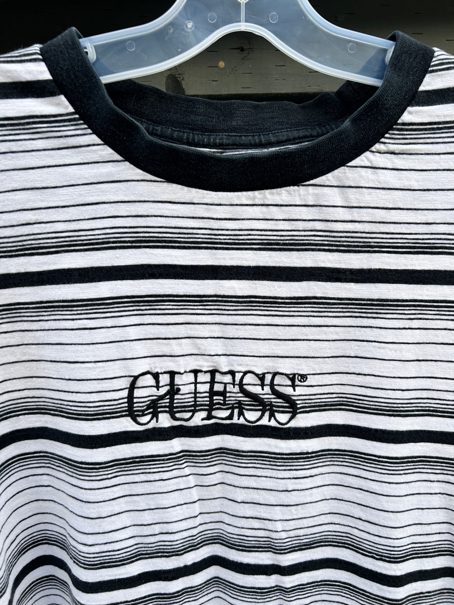 Vintage White Striped Guess Tee (XL)