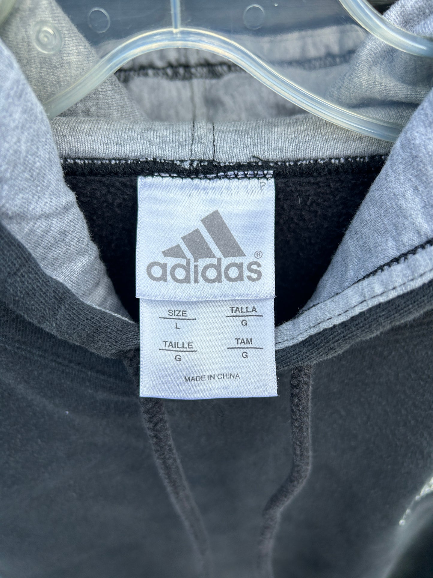 Y2K Black and Grey Faded Adidas Hoodie (L)