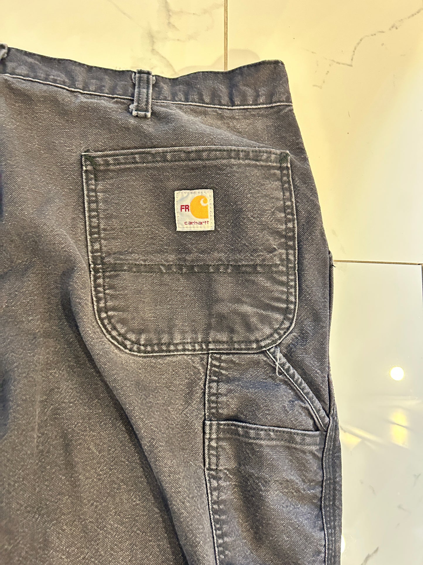 Faded Black FR Carhartt Carpenter Pants (38x32)