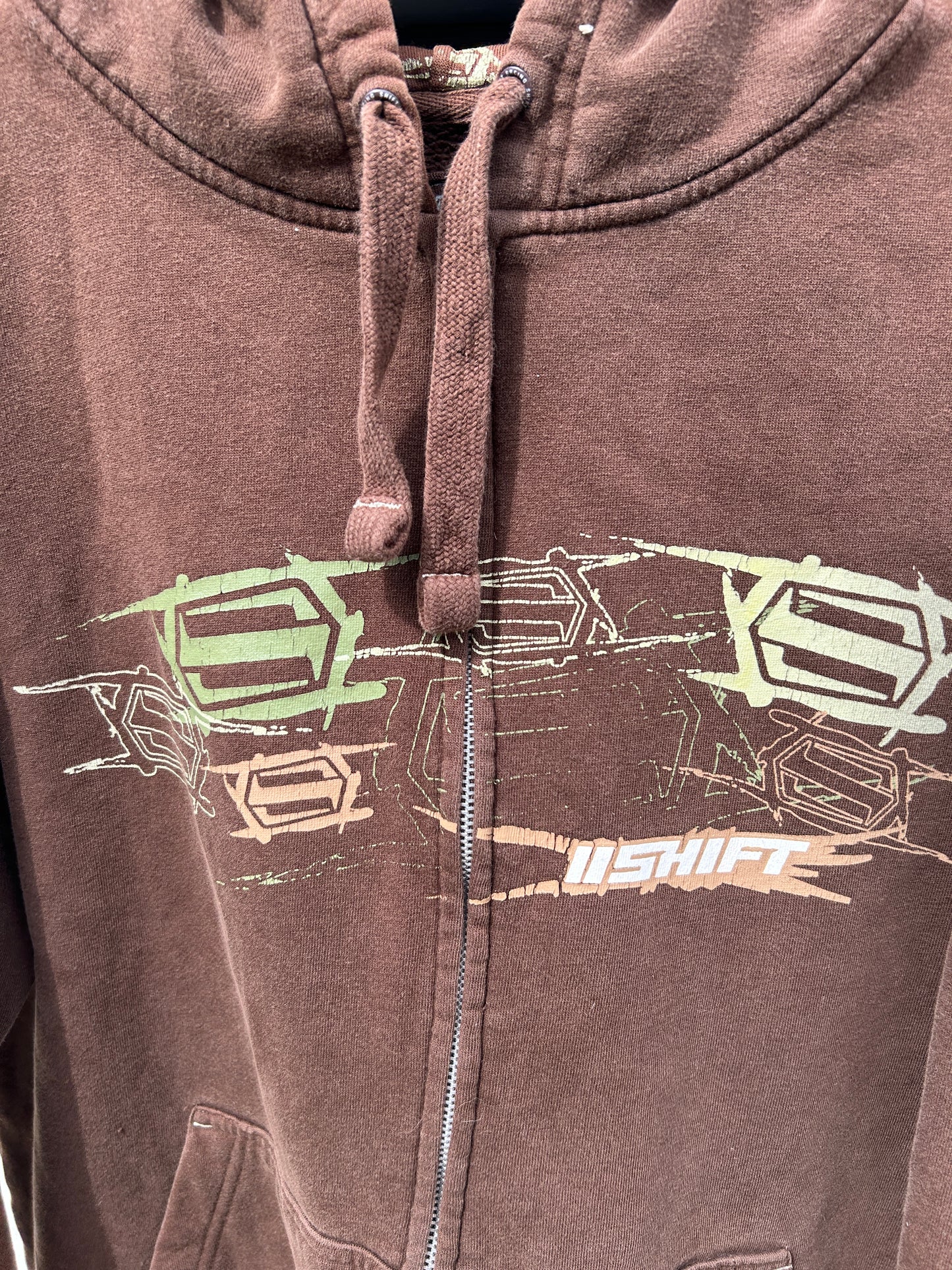 Y2K Brown Shift Zip Hoodie (L)
