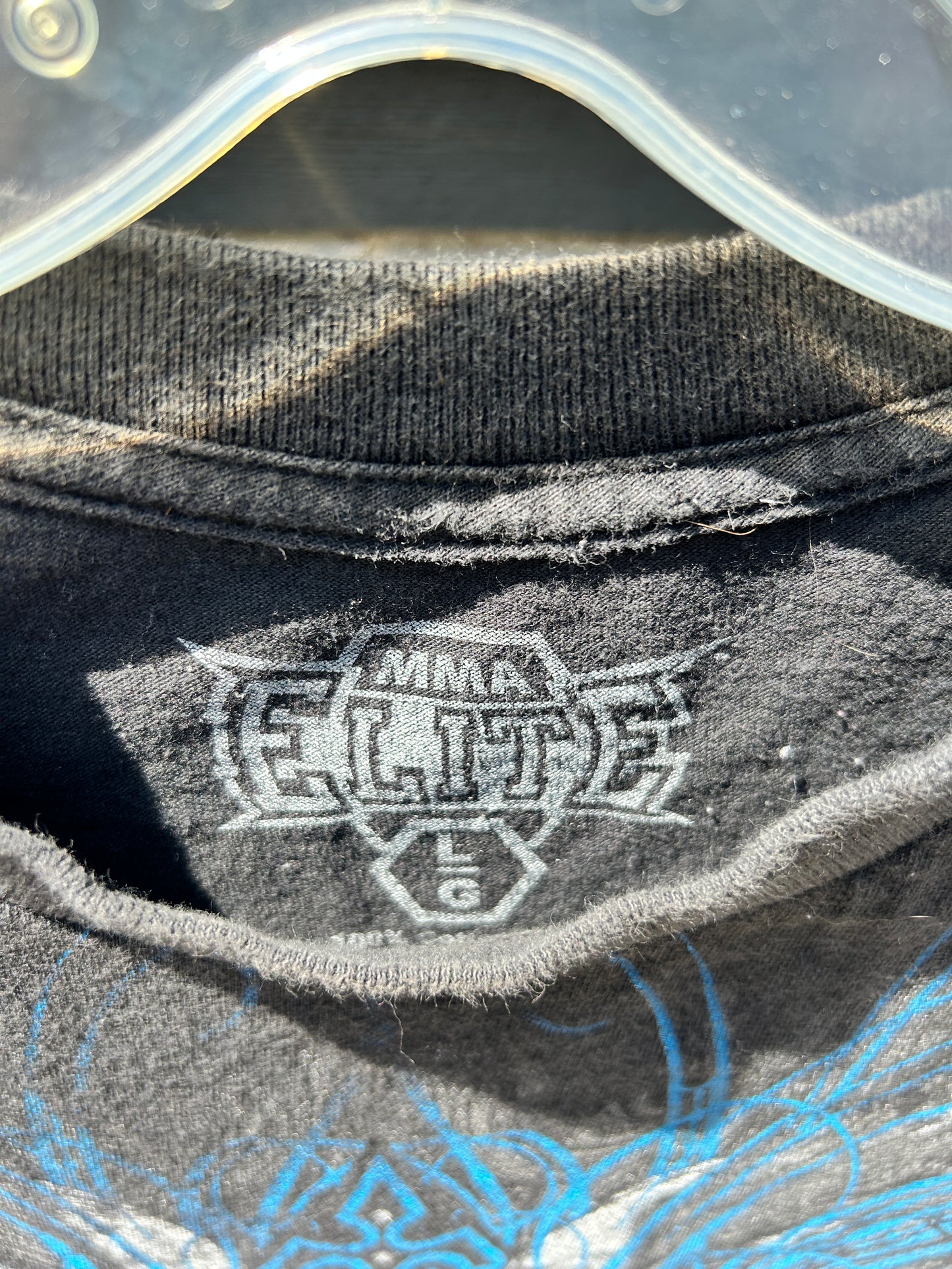 Y2K MMA Elite Blue Skulls Graphic Tee (L)