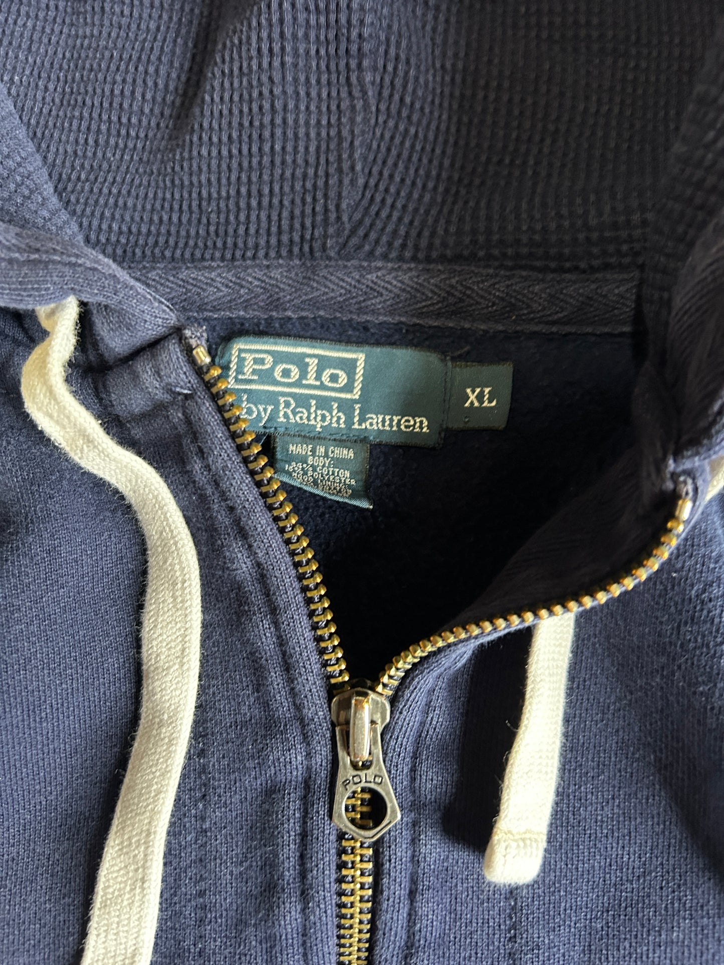 Vintage Navy Polo Zip Hoodie (XL)