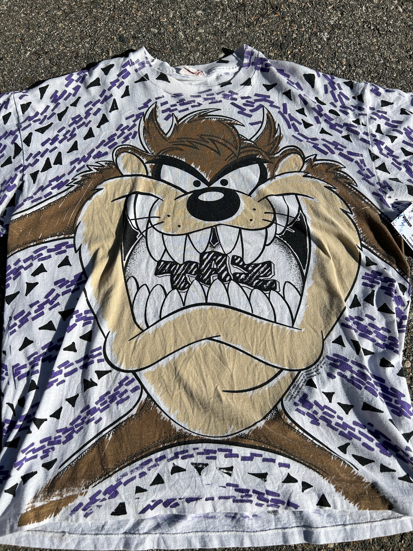 Vintage 1993 Taz Purple All Over Print Tee (XL)